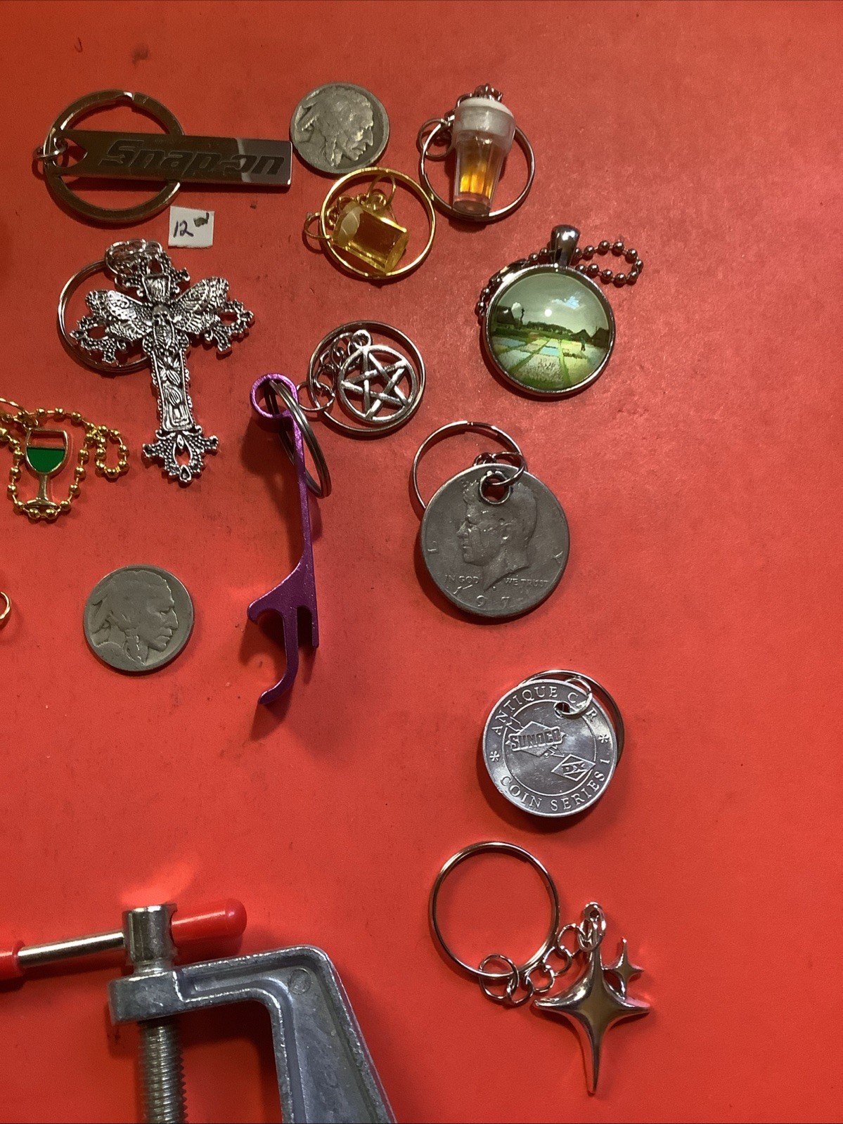 Junk Drawer U.S. Coins & More Cull Lot Holed Keychain Small Vise Estate Sale