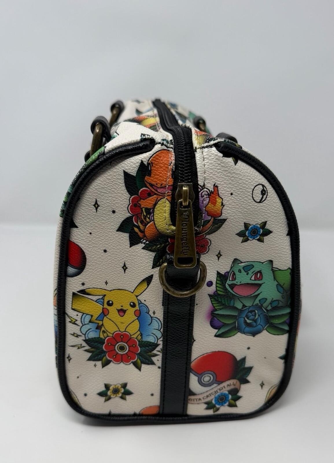Loungefly Pokemon Tattoo Satchel Barrel Bag Purse Starters Heart Logo htf
