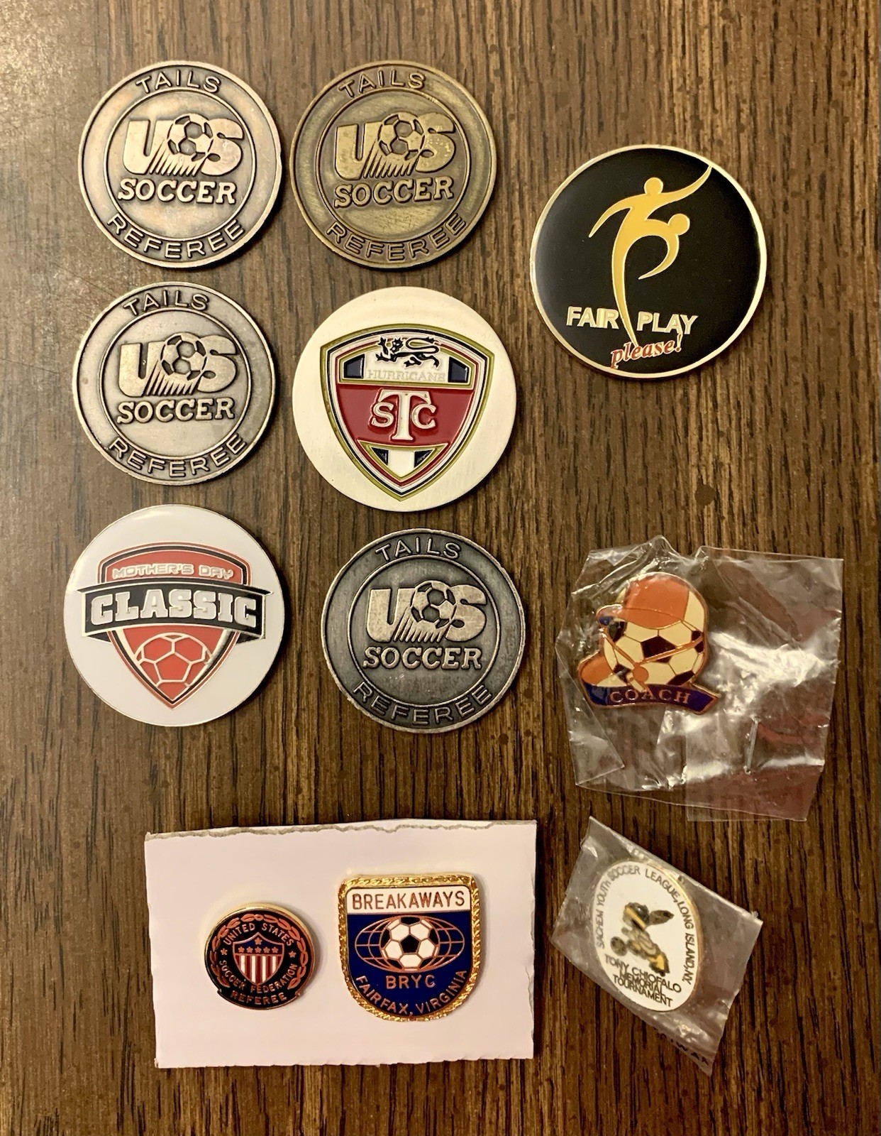 Mixed Lot Of Soccer Tokens And Pins St Louis