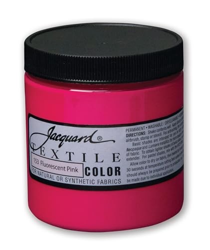 Jacquard Fabric Paint Fluorescent Pink 8oz Textile Color Permanent Soft Wash