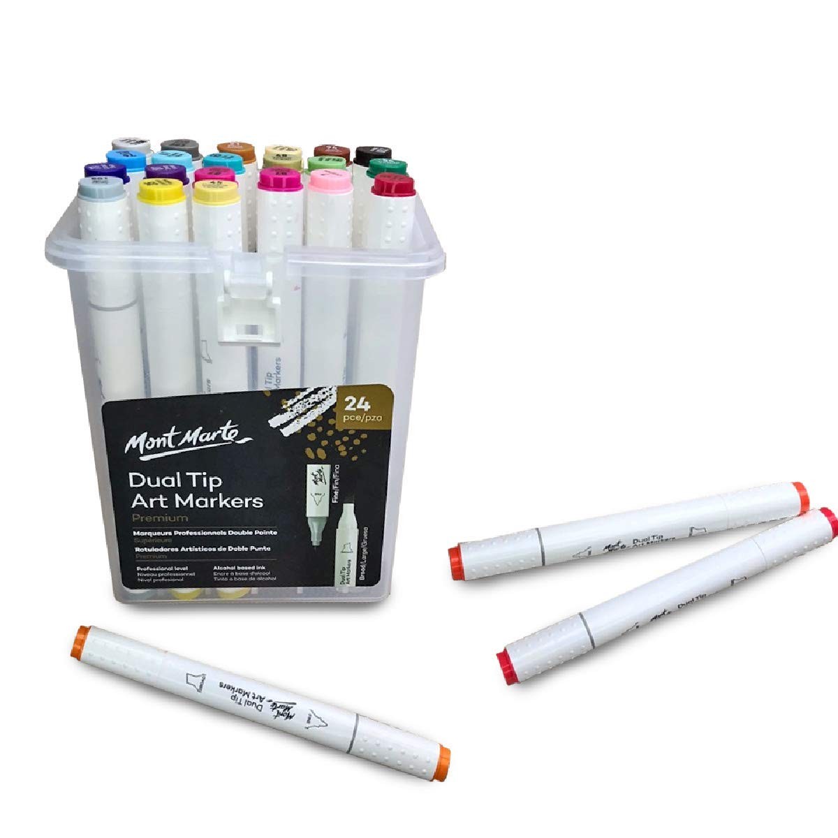 Premium Dual Tip Art Markers in Case 24pc by Mont Marte
