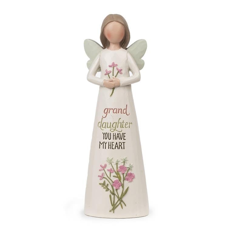 Blossom Bucket Fresh Flowers Granddaughter Angel Figurine, 5.25-Inch, Multicolor