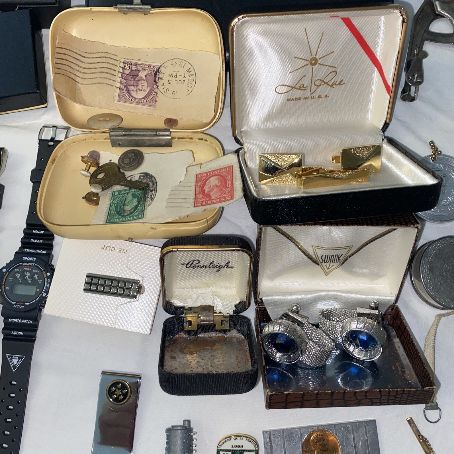 Beautiful Vintage Junk Drawer mixed Lot Watches Medals Pins Jewelry etc!