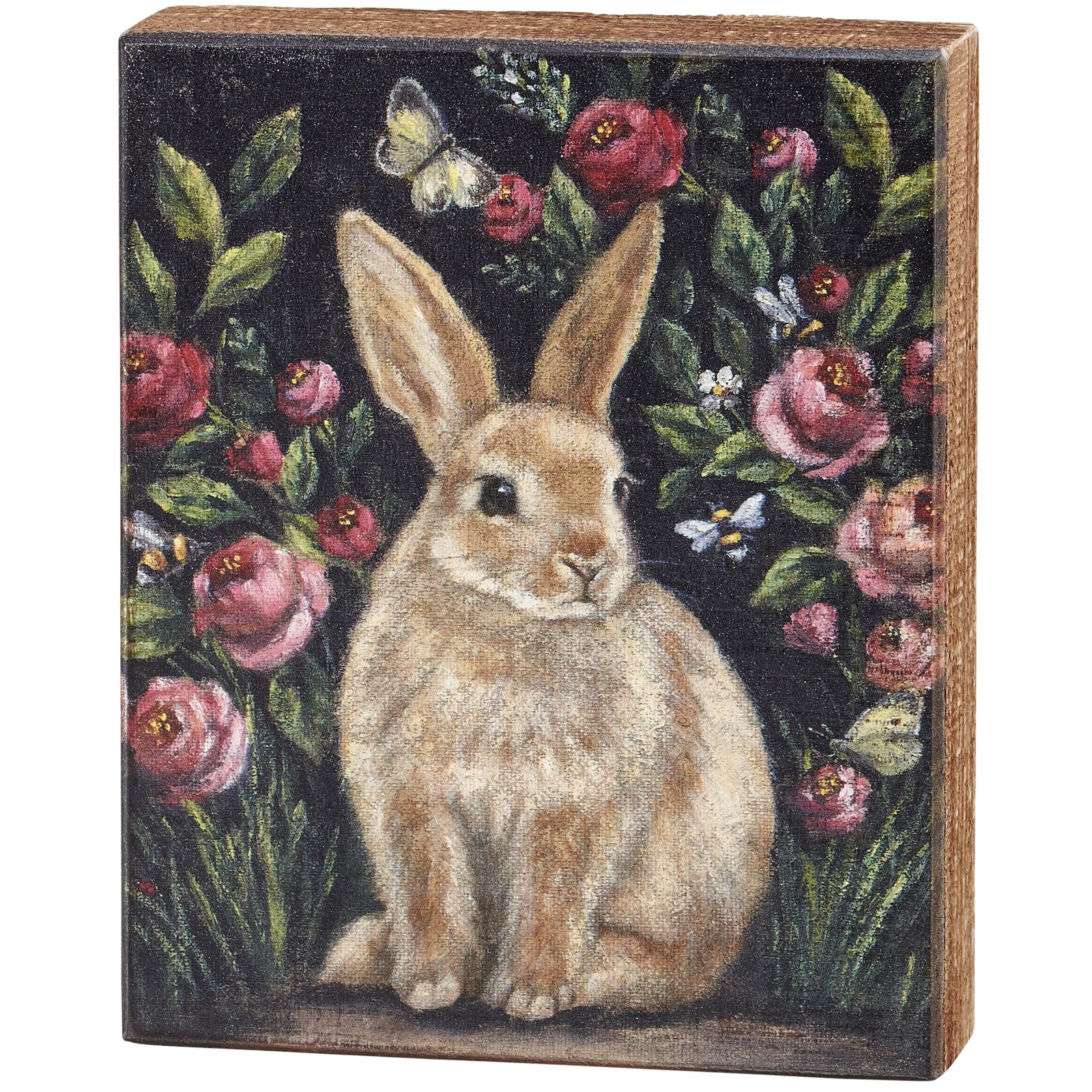 Primitives by Kathy D cor Block Sign Woodland Bunny Wood Multicolor Standard