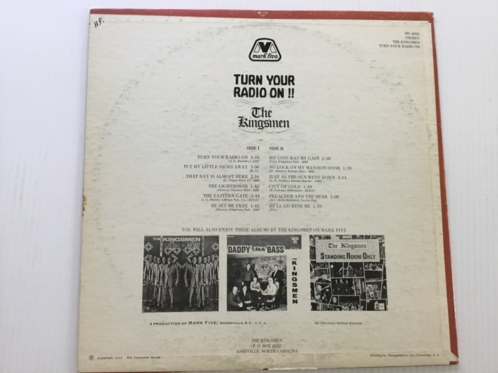 1972 Kingsmen Quartet TURN YOUR RADIO ON !! vinyl LP MV-4692+bonus CD TESTED