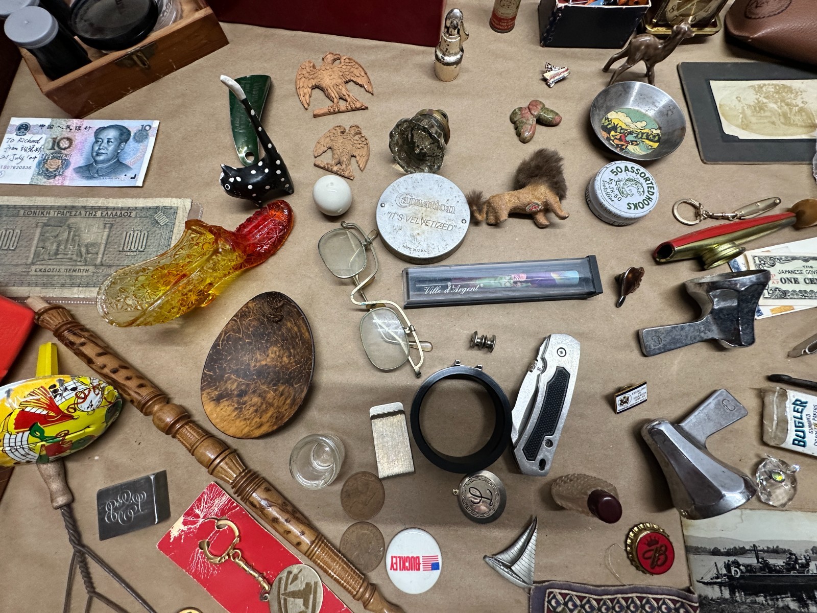 Junk Drawer Lot #3 – Random Antique Vintage Smalls – Coins, Knives, Boxes, Money