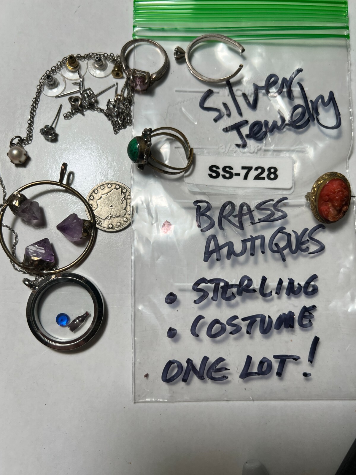 COOL BEANS Antique Brass Jewelry Lot w/ Bonus Sterling Silver & Fashion Pieces