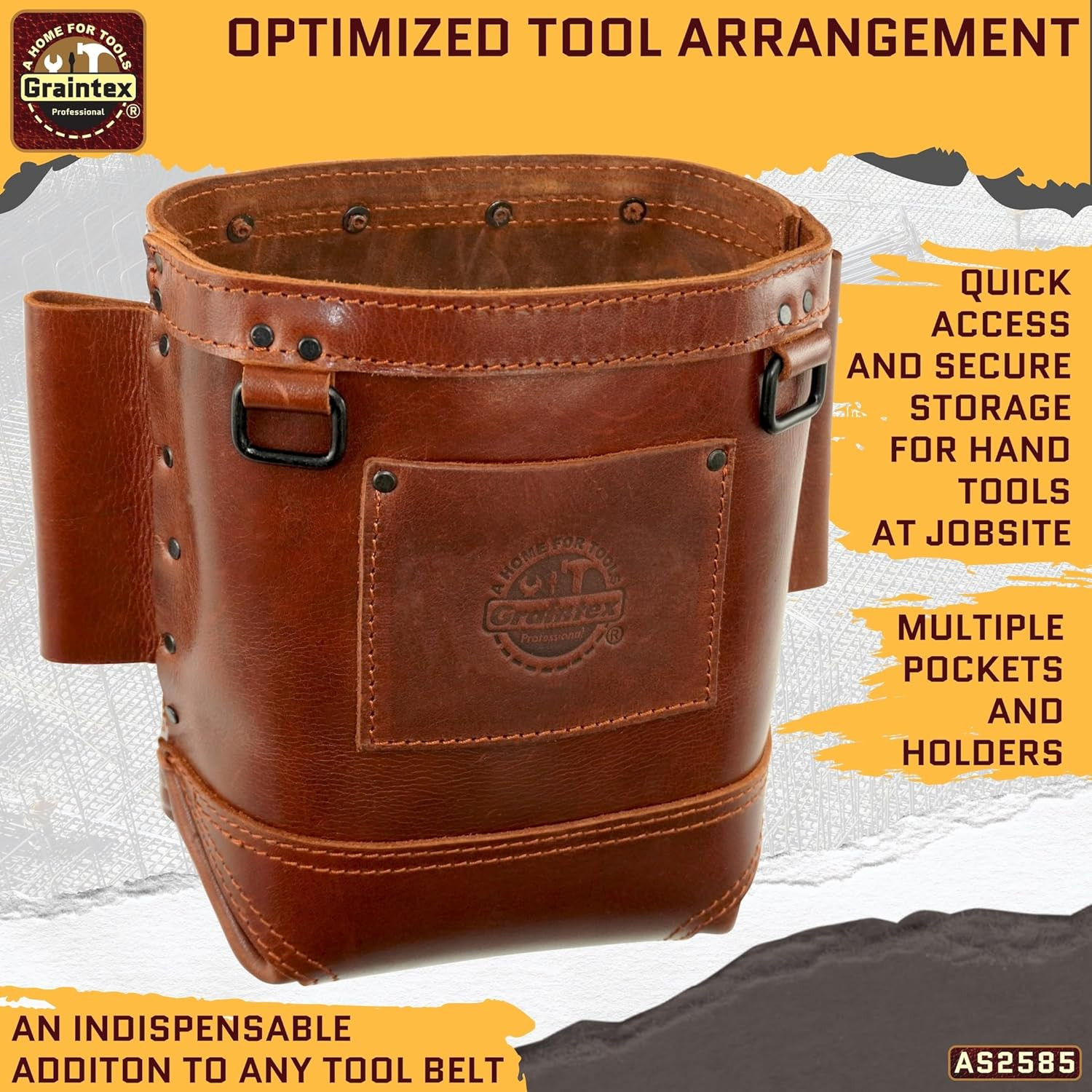 Top Grain Leather Nut & Bolt Tool Bag for Ironworkers – Durable & Versatile