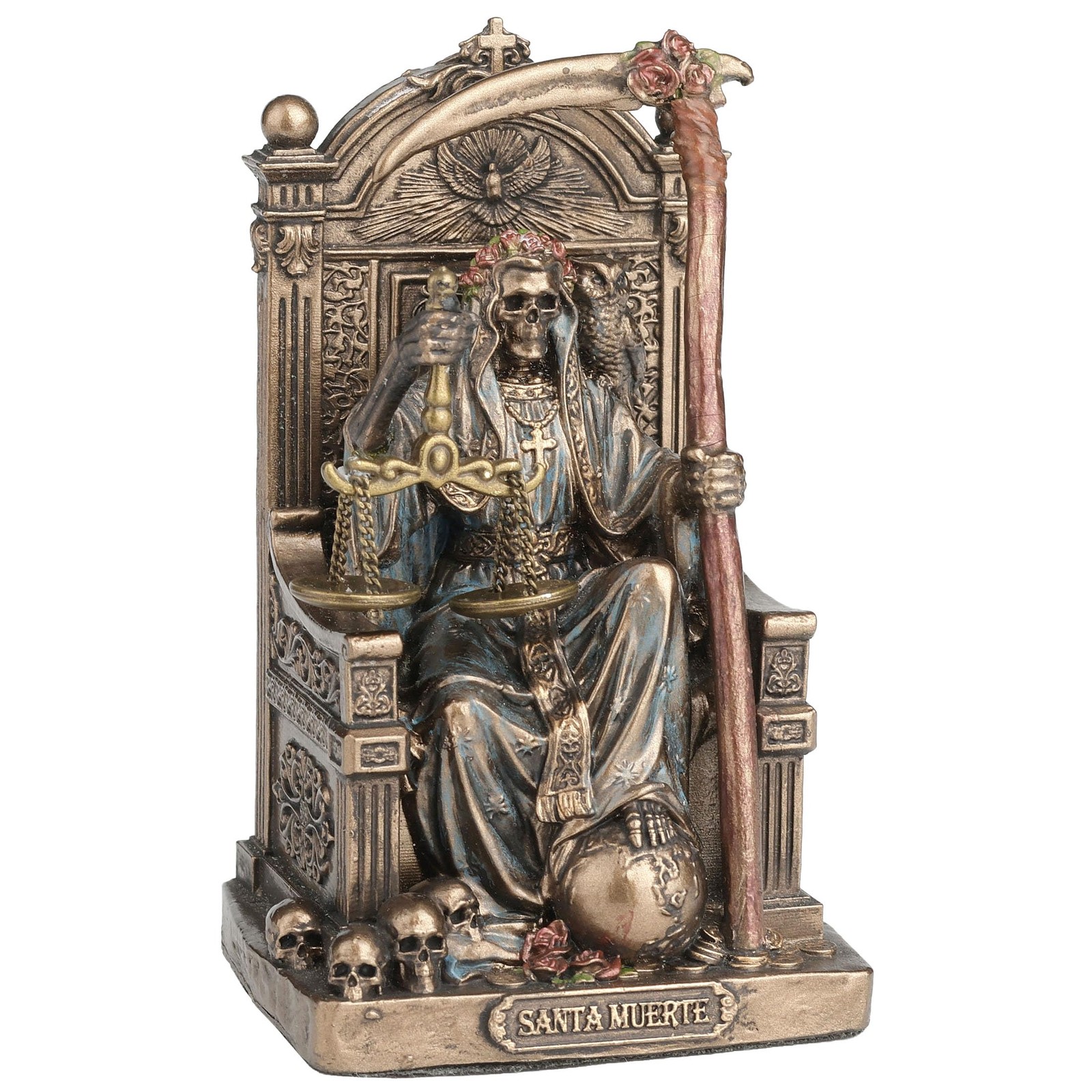 Veronese Santa Muerte Throne Figurine 3.3″ Bronze Finish Collectible Statue