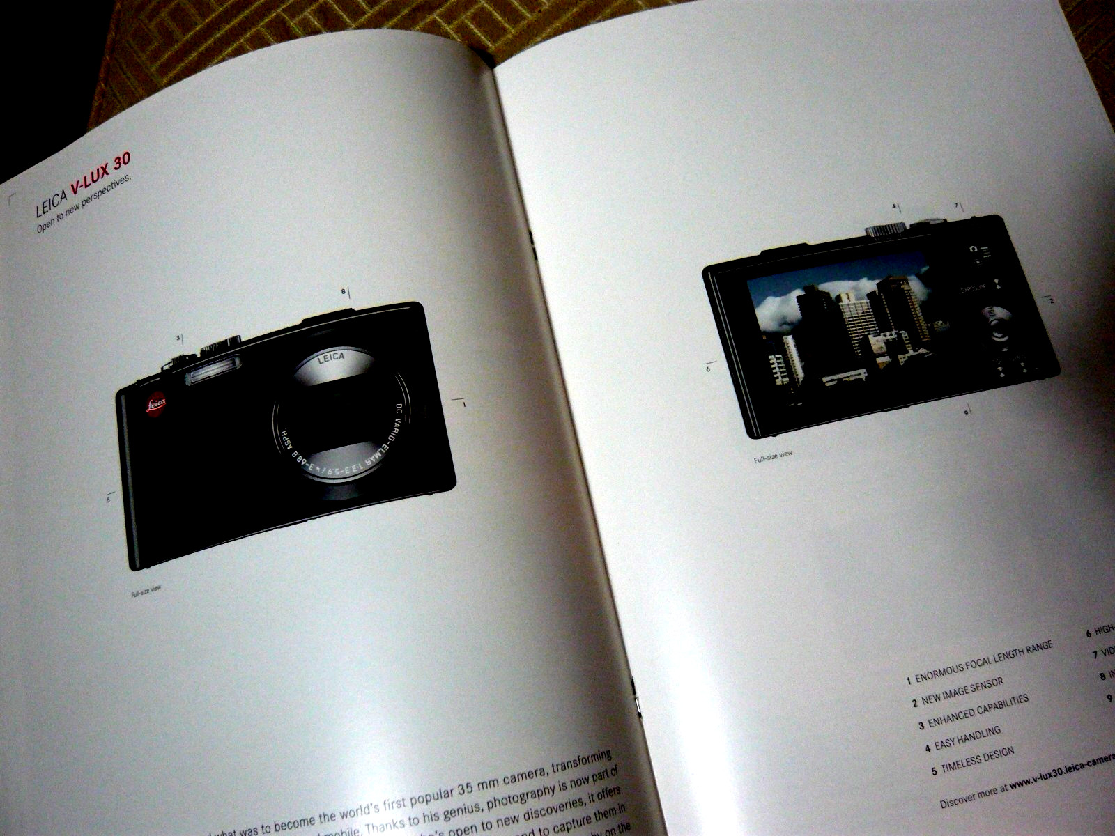 The Leica V Lux 30 camera , 28 page genuine publication, english. Superb!