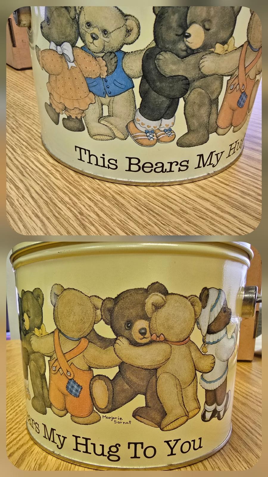 Collectible tin, Teddy Bucket with handle The Popcorn Factory