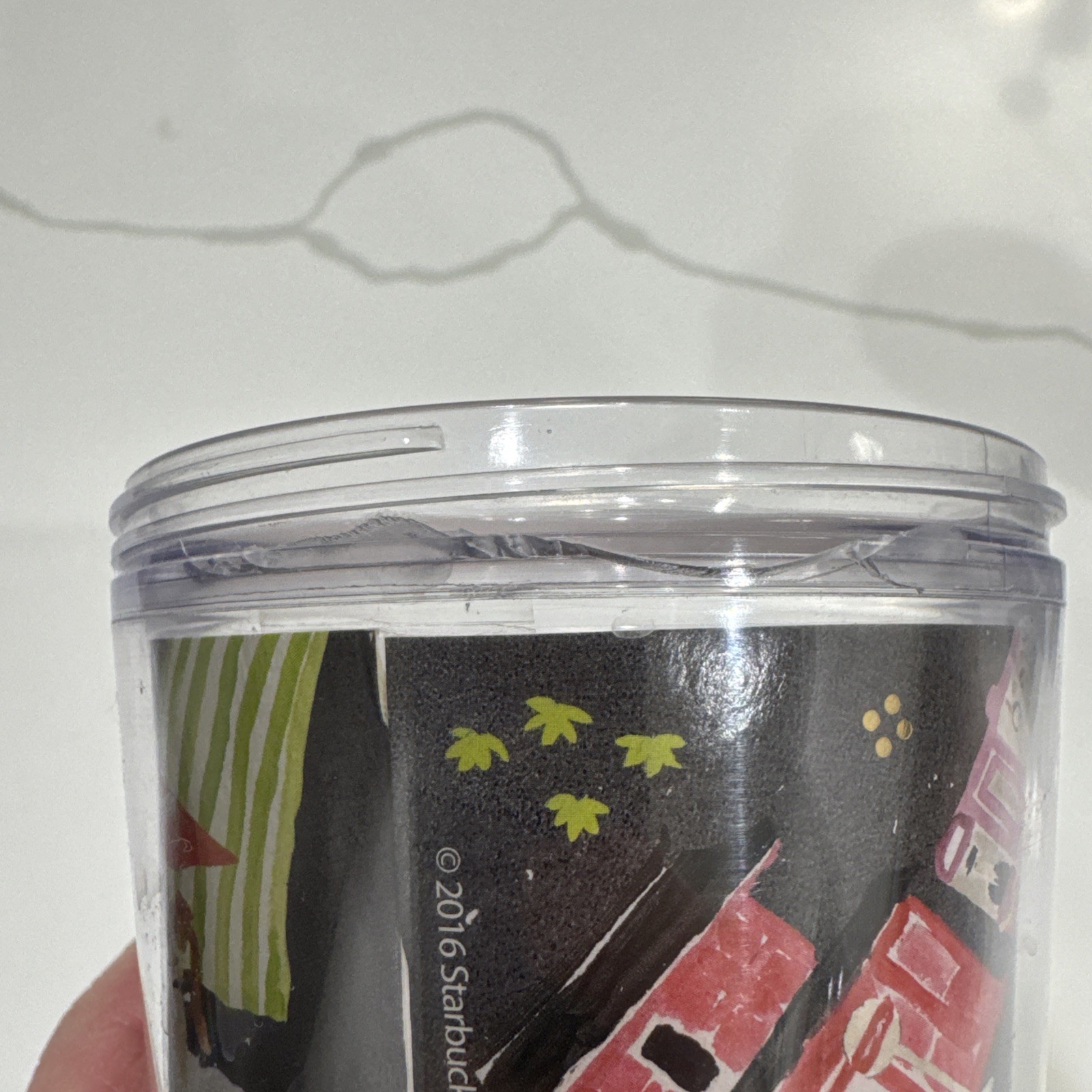 RARE Starbucks KYOTO 12 Oz Plastic Mug Geography Series NO TOP & CRACKED