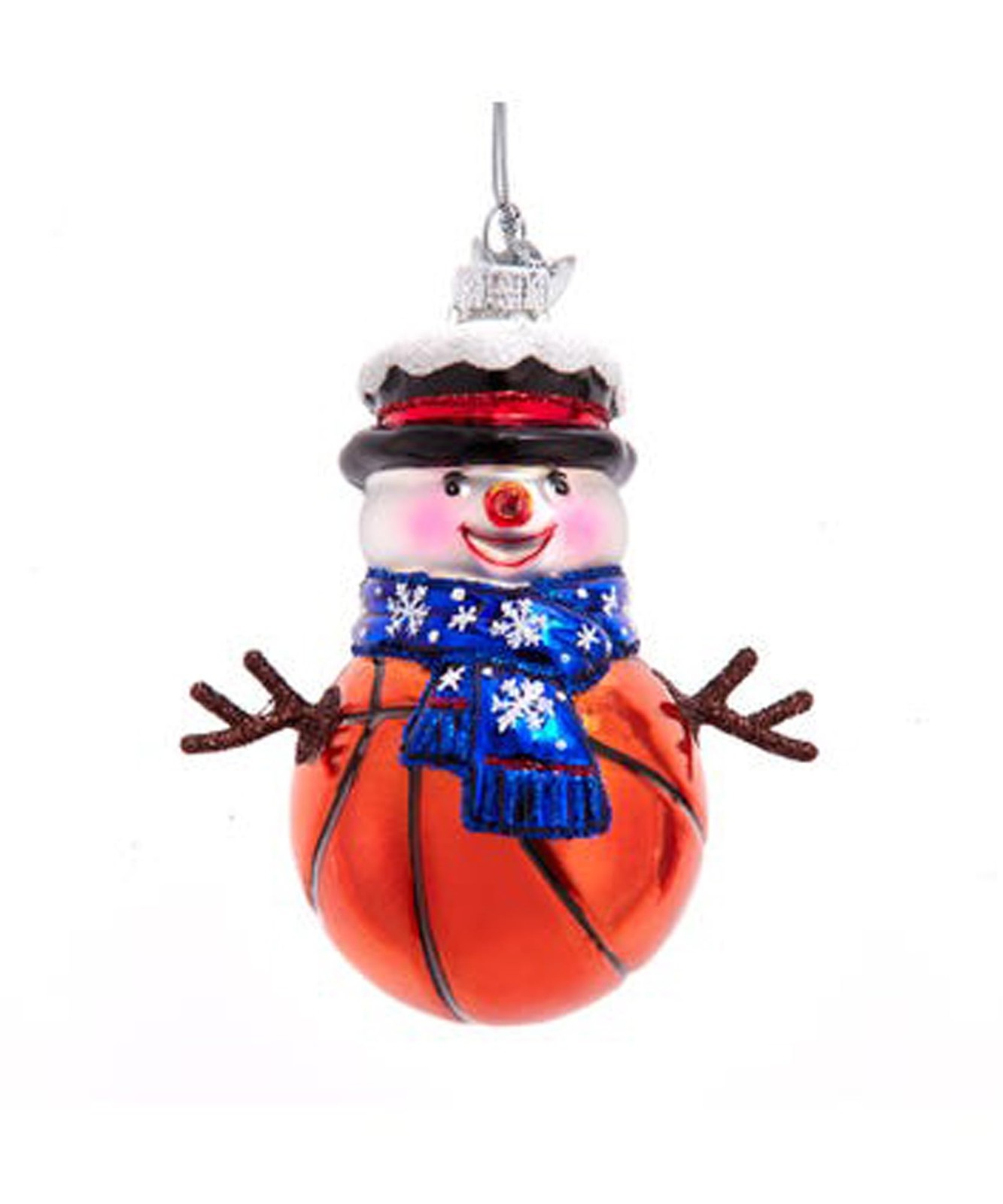 Kurt Adler Basketball Snowman – 3.5 Inch Glass Christmas Tree Ornament