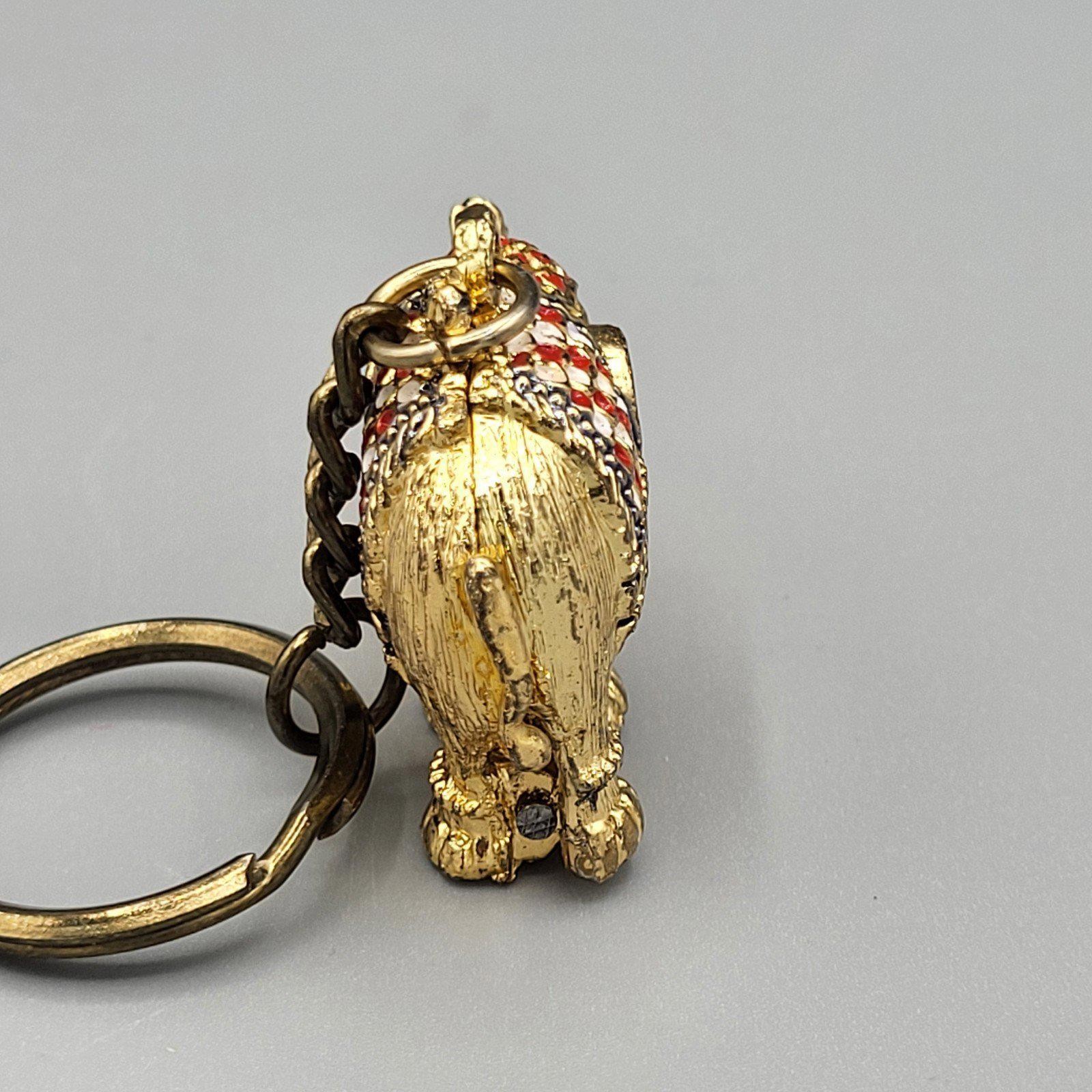 Elephant Keychain Bangkok Thailand Secret Compartment Hiding Stash Gold jeweled