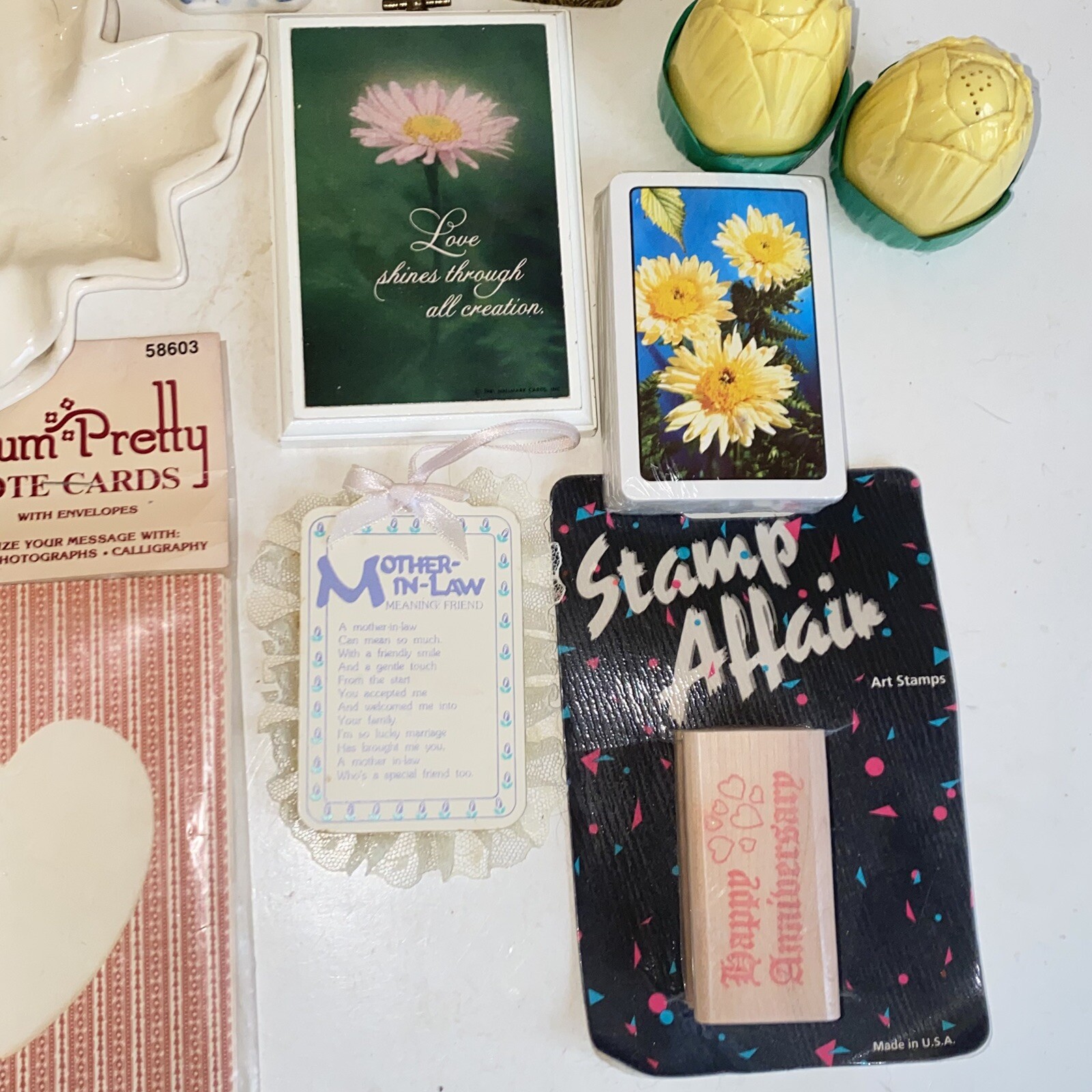 Grandma’s Vintage Knick Knack Junk Drawer Lot Cards Bone China Occupied Japan