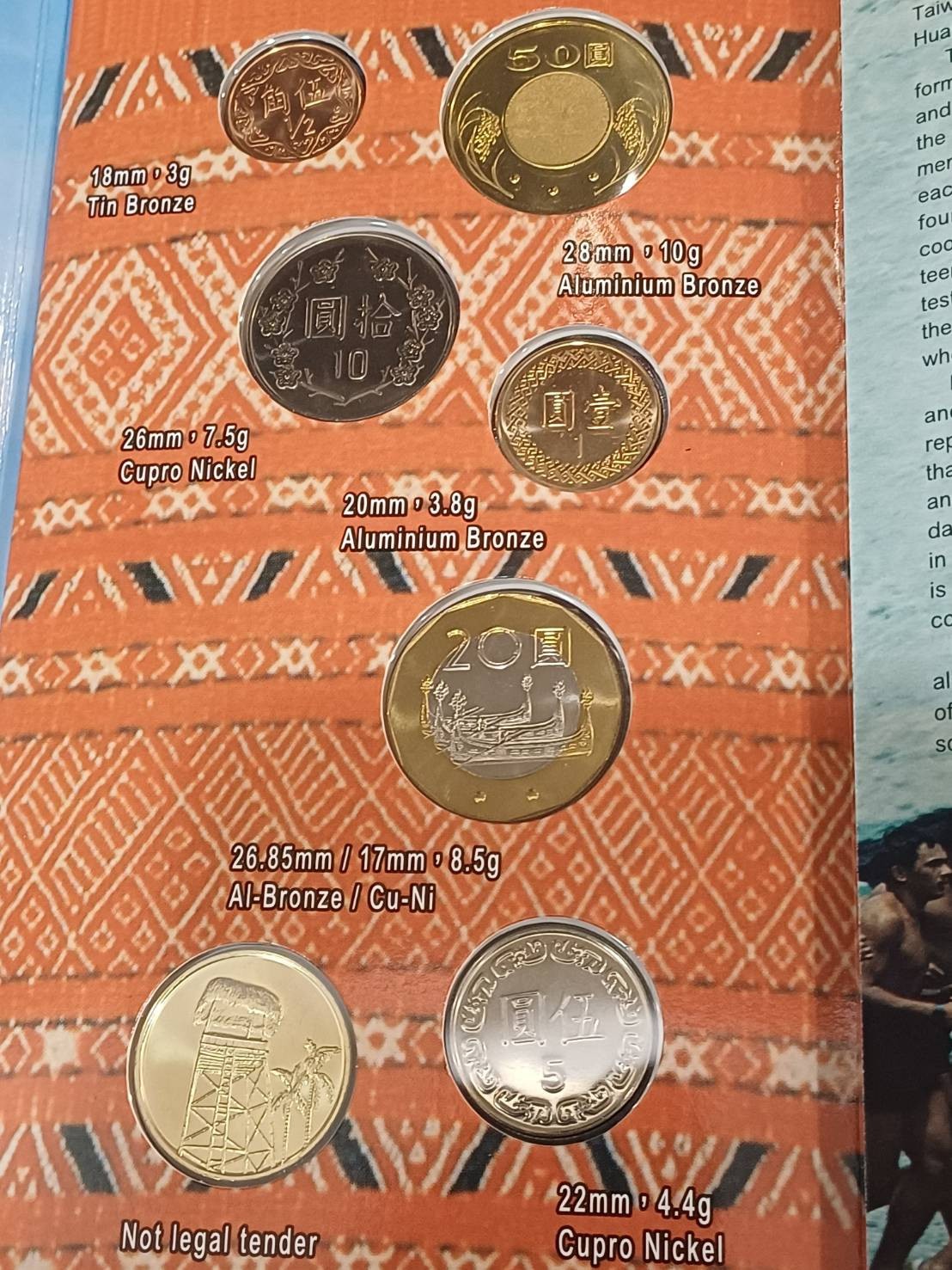 Taiwan “Indigenous Peoples” coin set, Year 91 (2002), 6 + 1 pieces, Amis tribe,