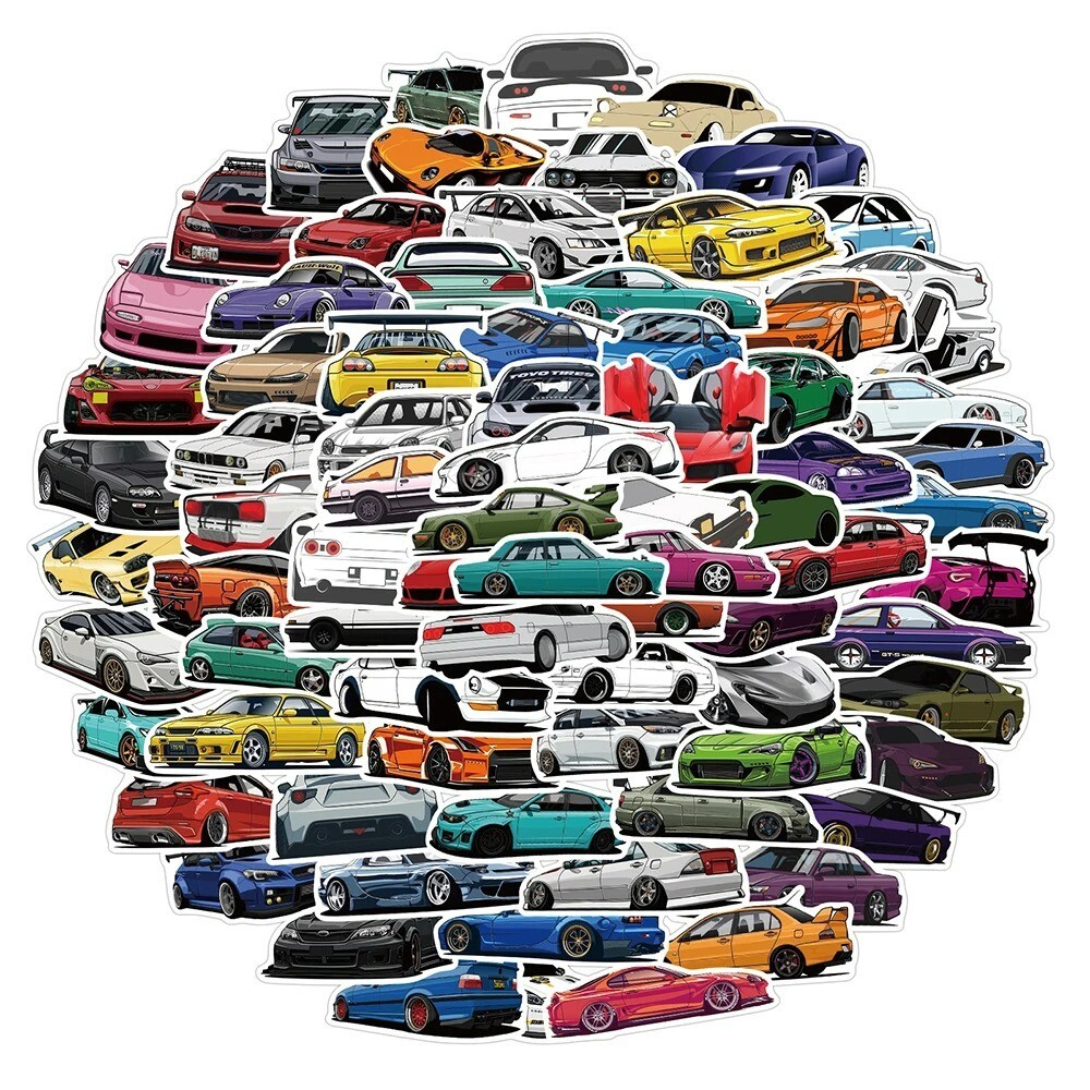 100PCS JDM Retrofit Racing Car Graffiti Stickers Laptop Guitar Luggage New