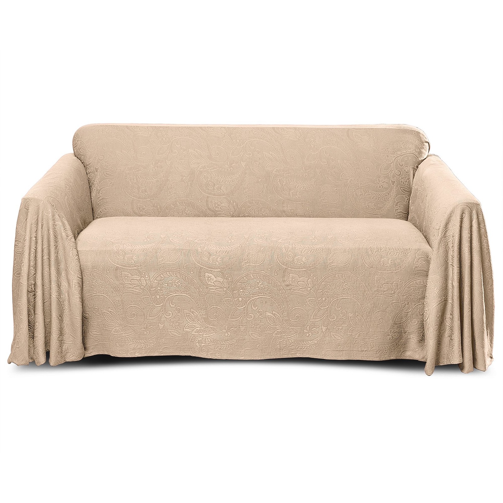 Stylemaster 70 x144 Jacquard Matelass Couch Cover Fabric Beige Inch large