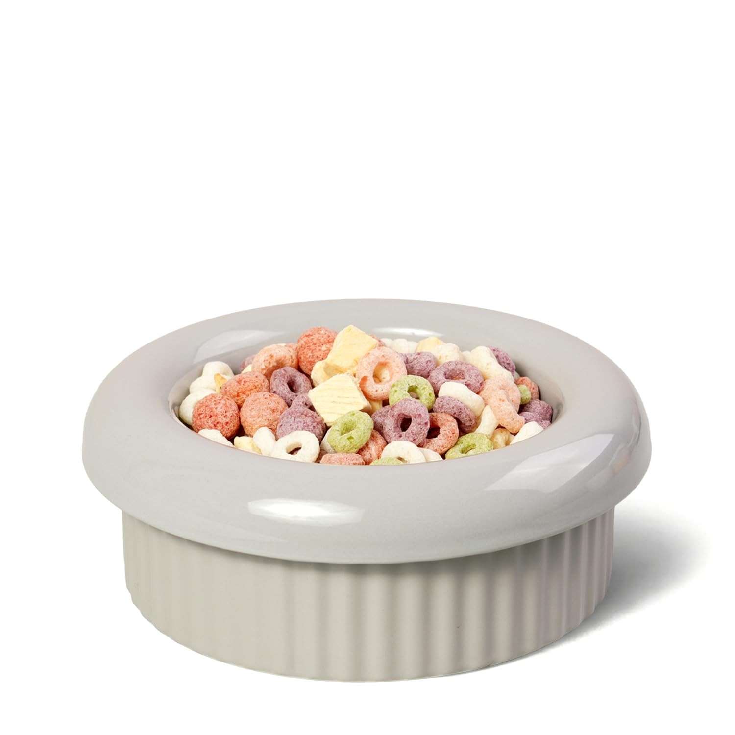 BOWLBOWL Elevated Pet Bowl 2.8in Ceramic Cat Dog Dish 7.3in Wide Gray Korea