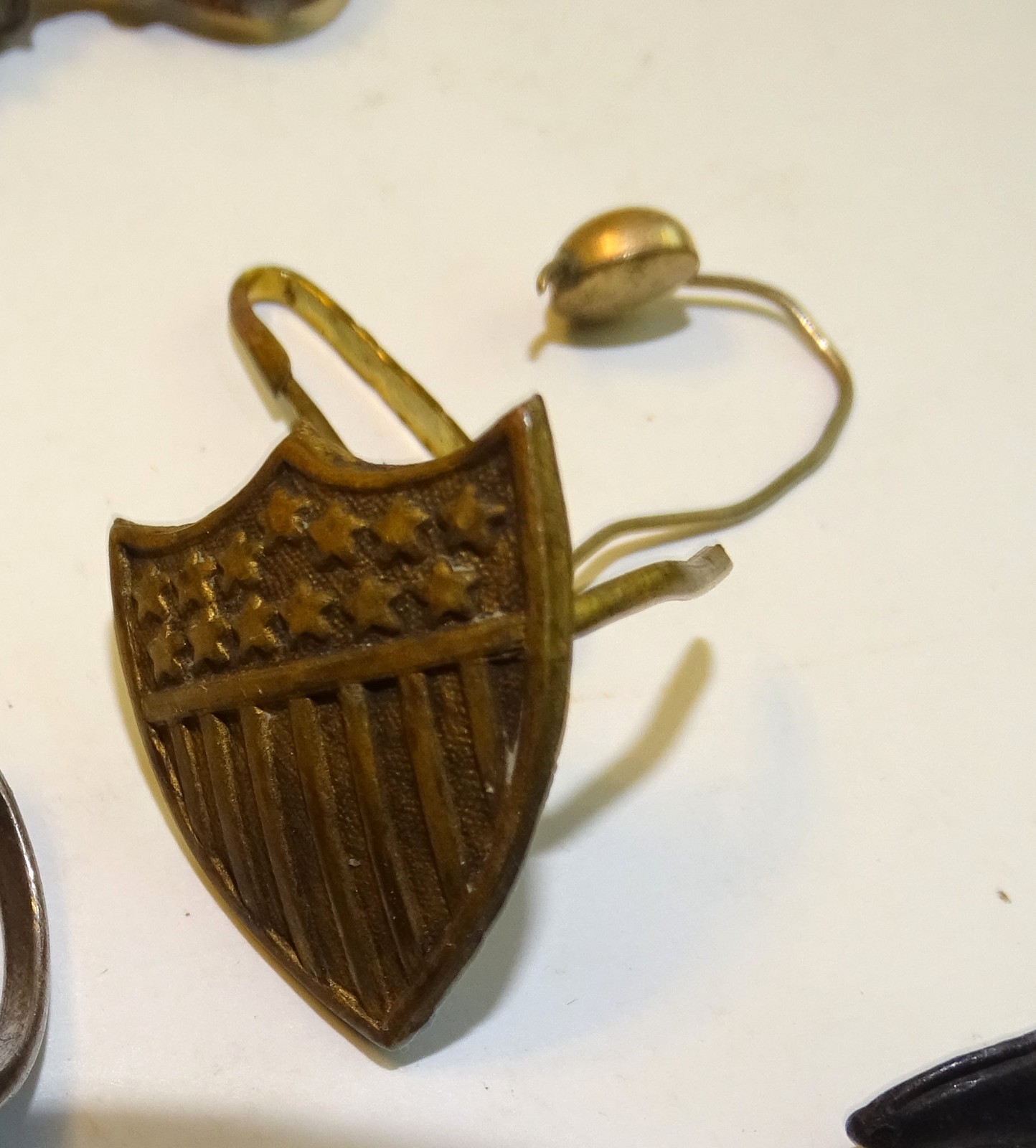 Junk found at estate sale; button hook, Keys, Rings, Shield Pin, Boot Charm, etc