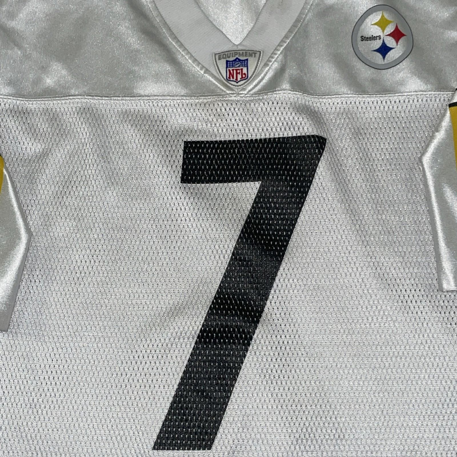 Vintage Ben Roethlisberger #7 Steelers Reebok NFL Jersey White XXL *STAINS*