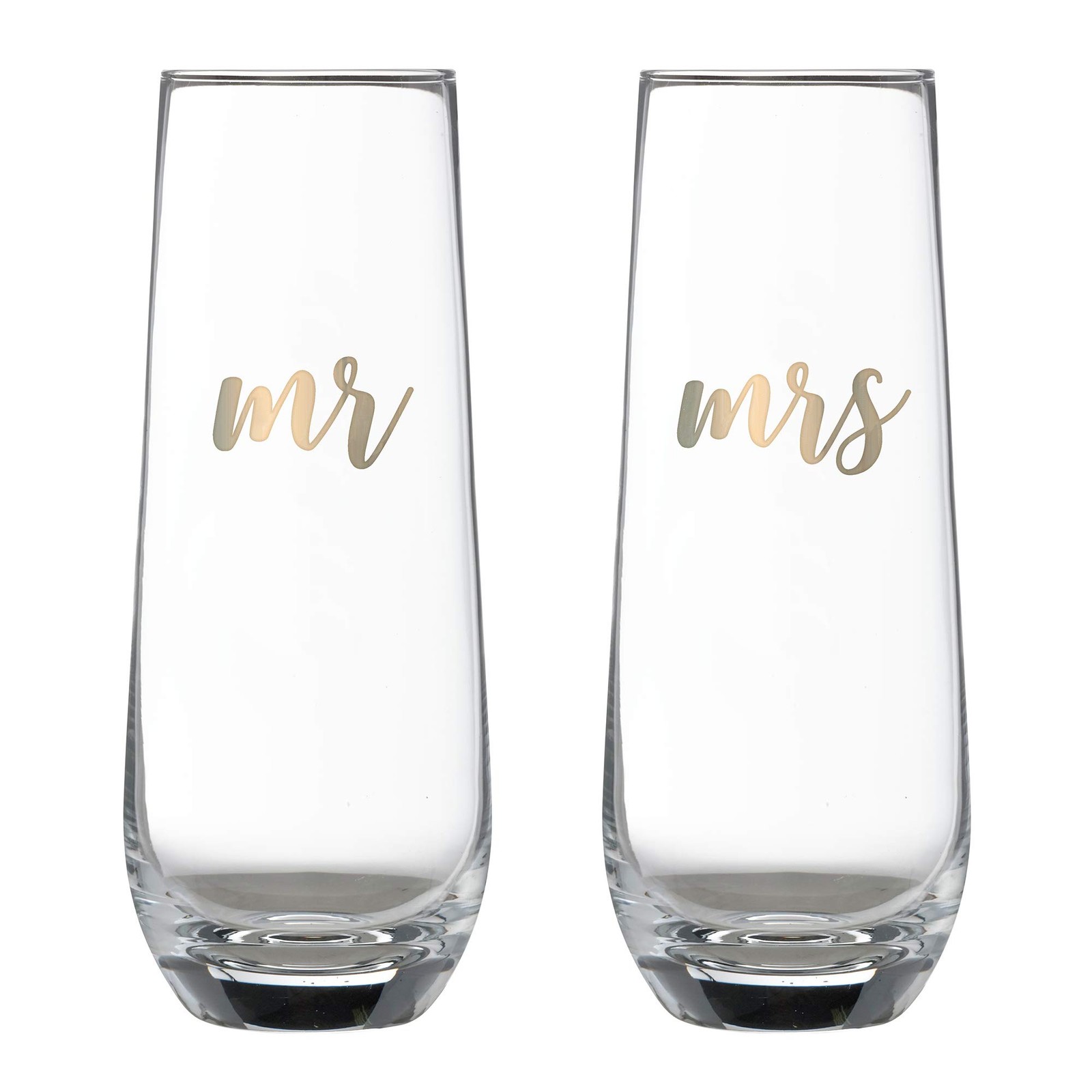 Lillian Rose Mr & Mrs Champagne Glass Set, 2 Count (Pack of 1), Clear