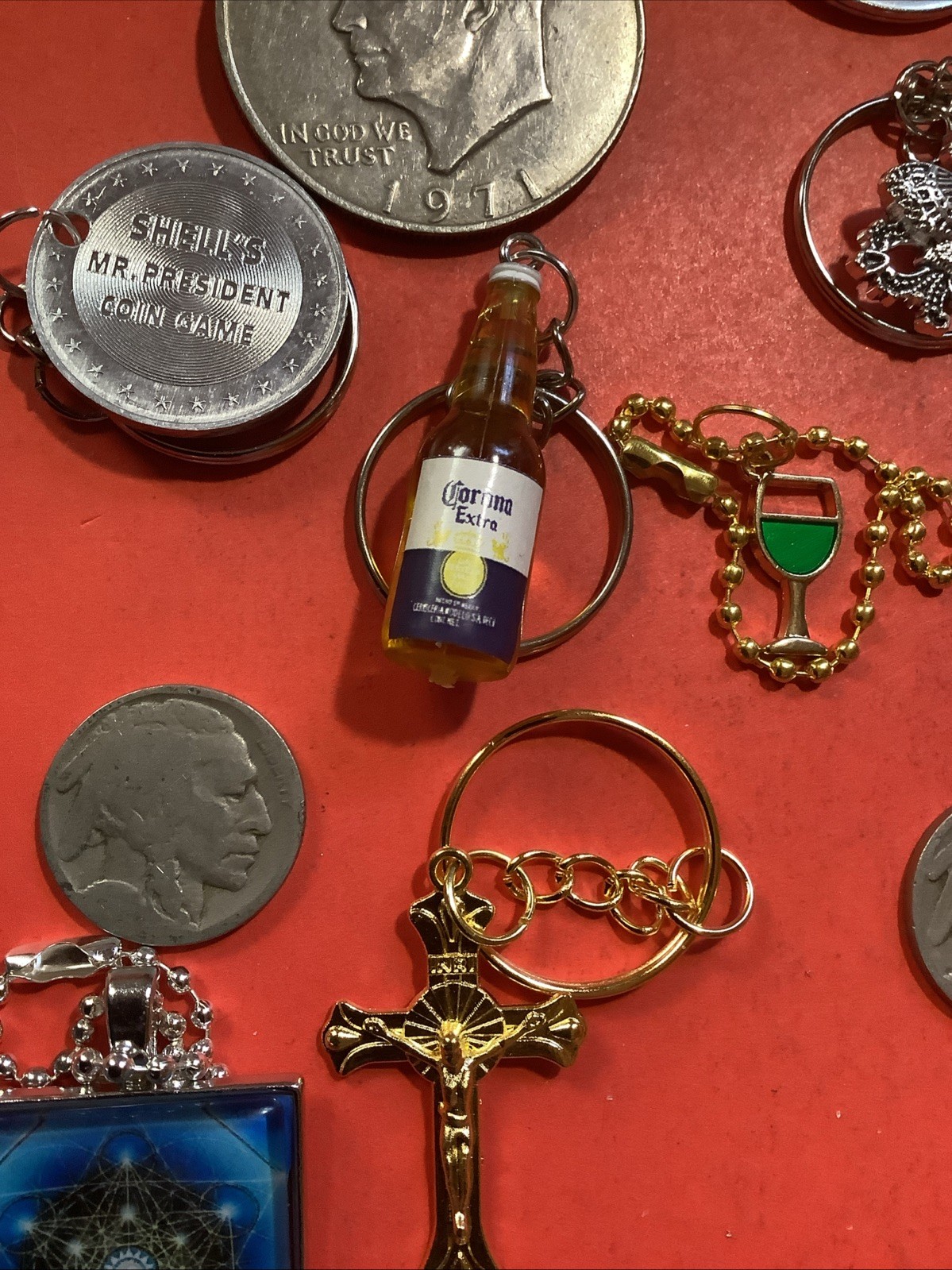 Junk Drawer U.S. Coins & More Cull Lot Holed Keychain Small Vise Estate Sale