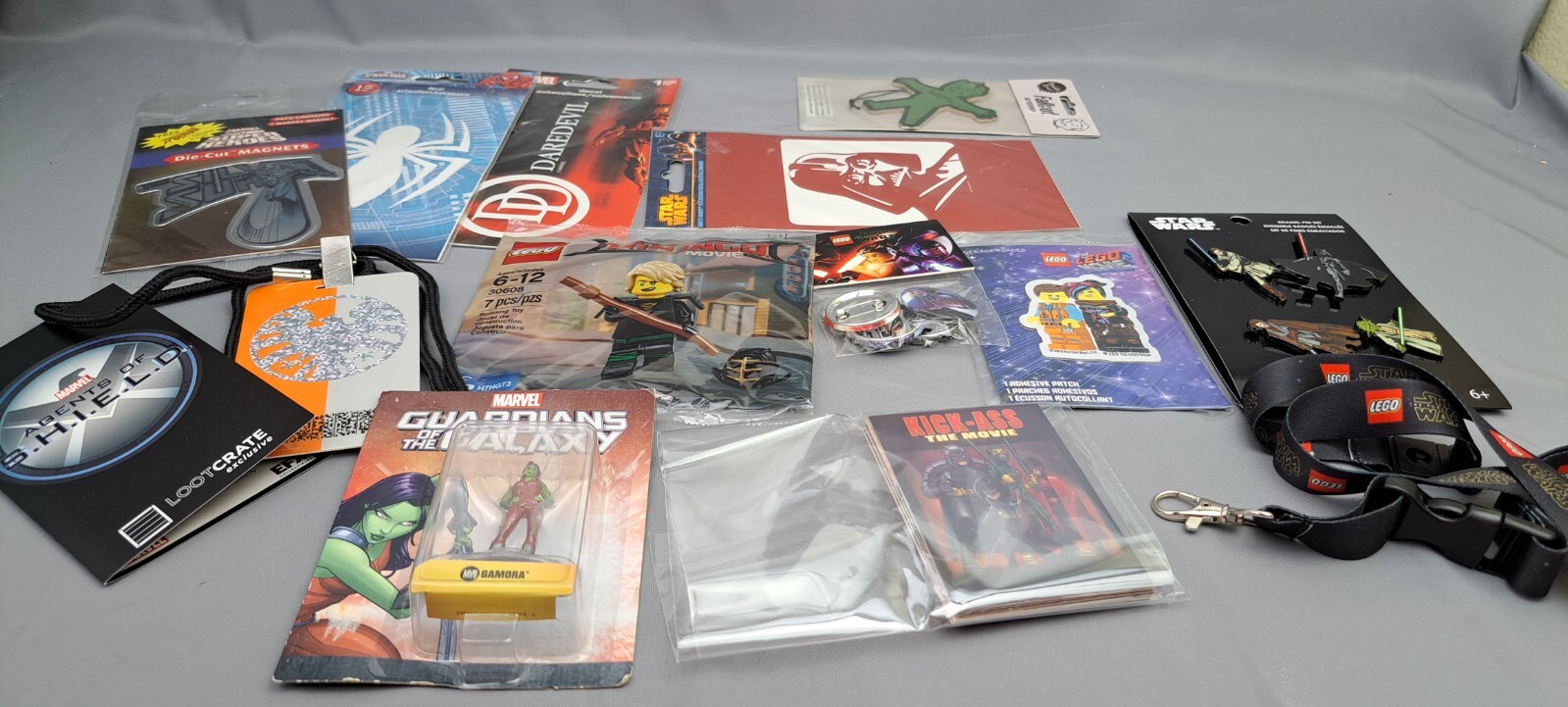 Stars Wars, Marvel, Lego Junk Drawer Lot Lanyard, Decals, Fan Club Card, Lego…