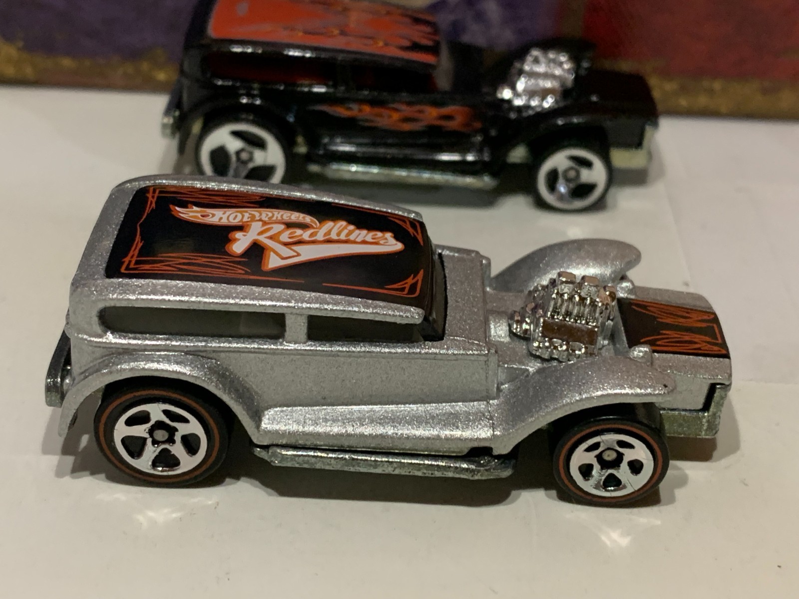 HOT WHEELS THE DEMON X2. 2001 BLACK/RED & 2002 SILVER /SP5 REDLINES NICE