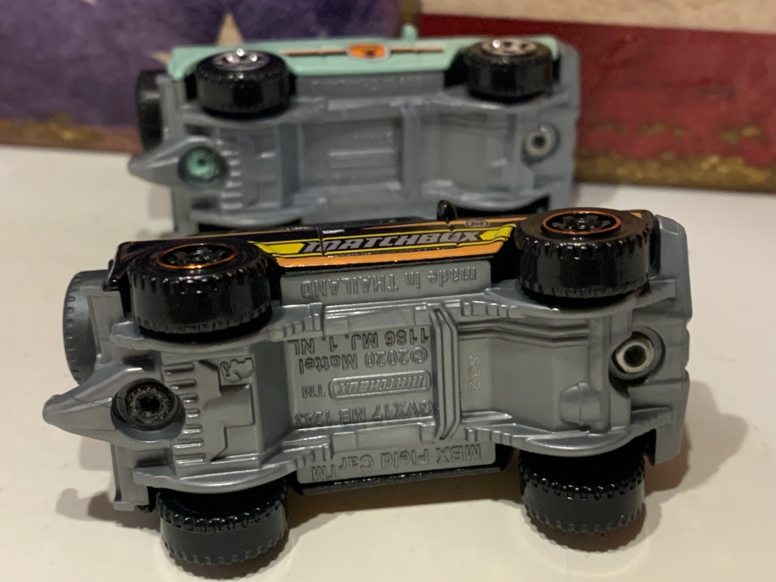 MATCHBOX MBX FIELD CAR X2. BLACK & SEAFOAM GREEN LOOSE NICE