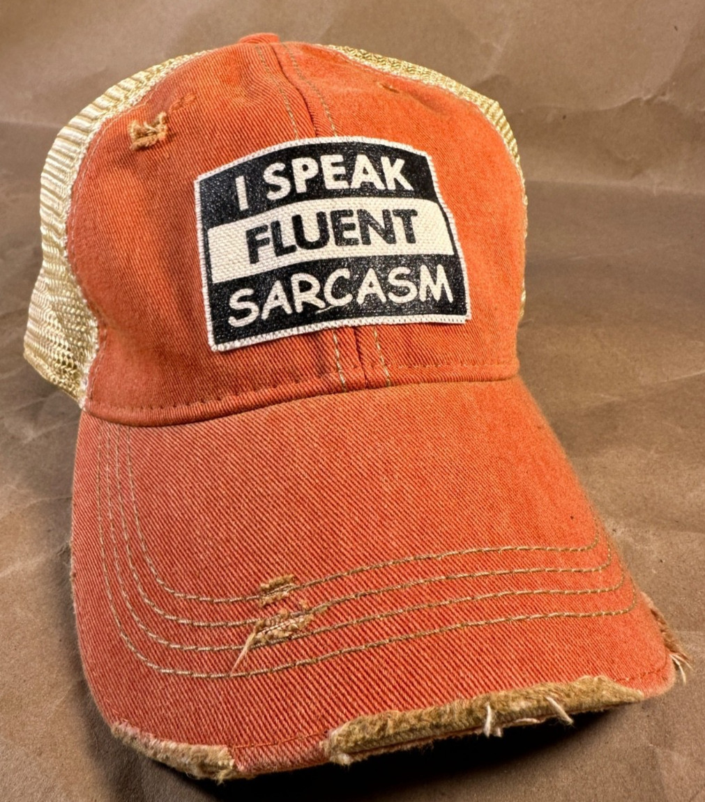 Vintage Life “I Speak Fluent Sarcasm” Distressed Baseball Cap Unisex NEW