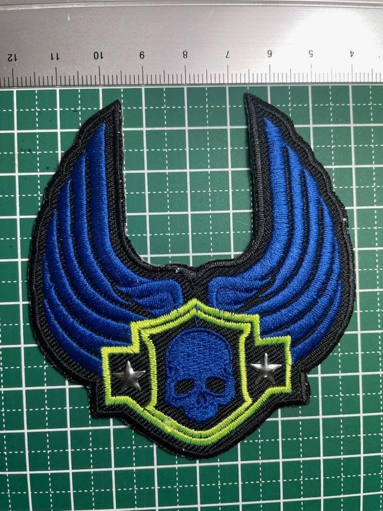 Discount available for multiple items with iron patch skull wing studs