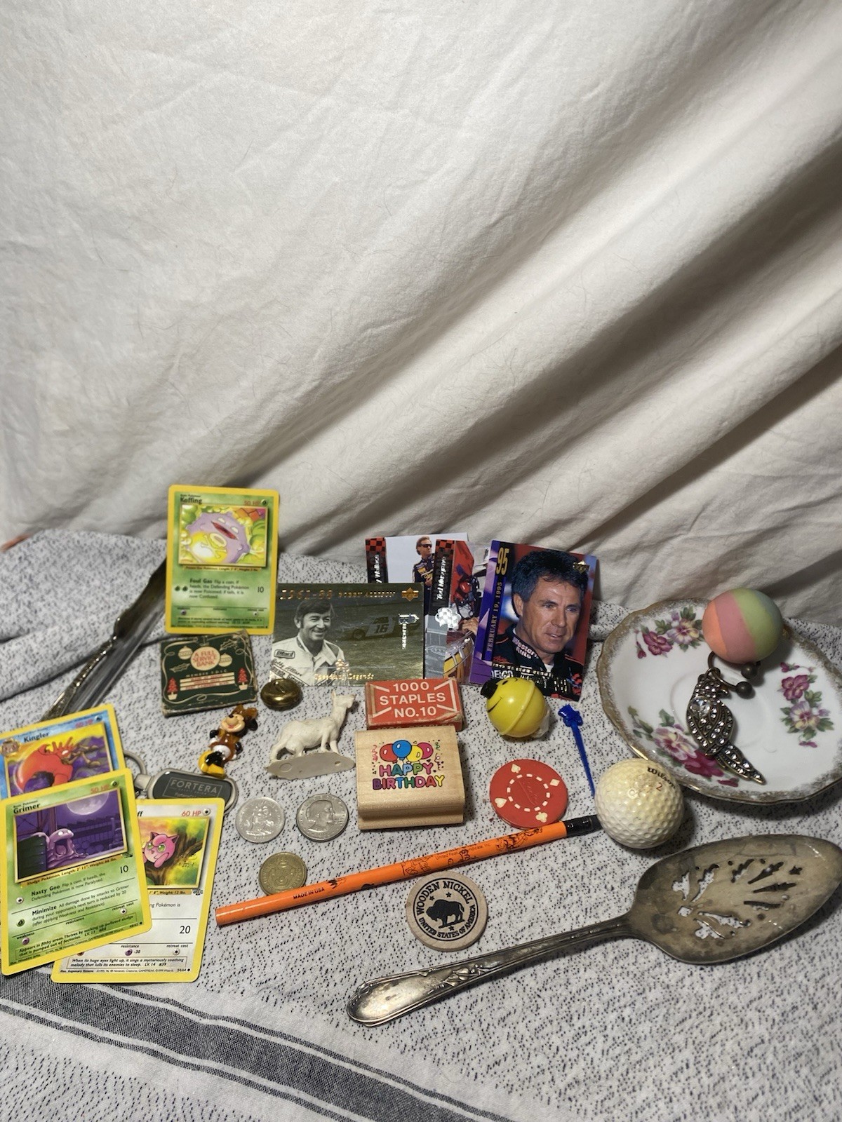 Junk Drawer Jewelry Coins Spoons 90s Pokémon Cards Poker Chips Matches
