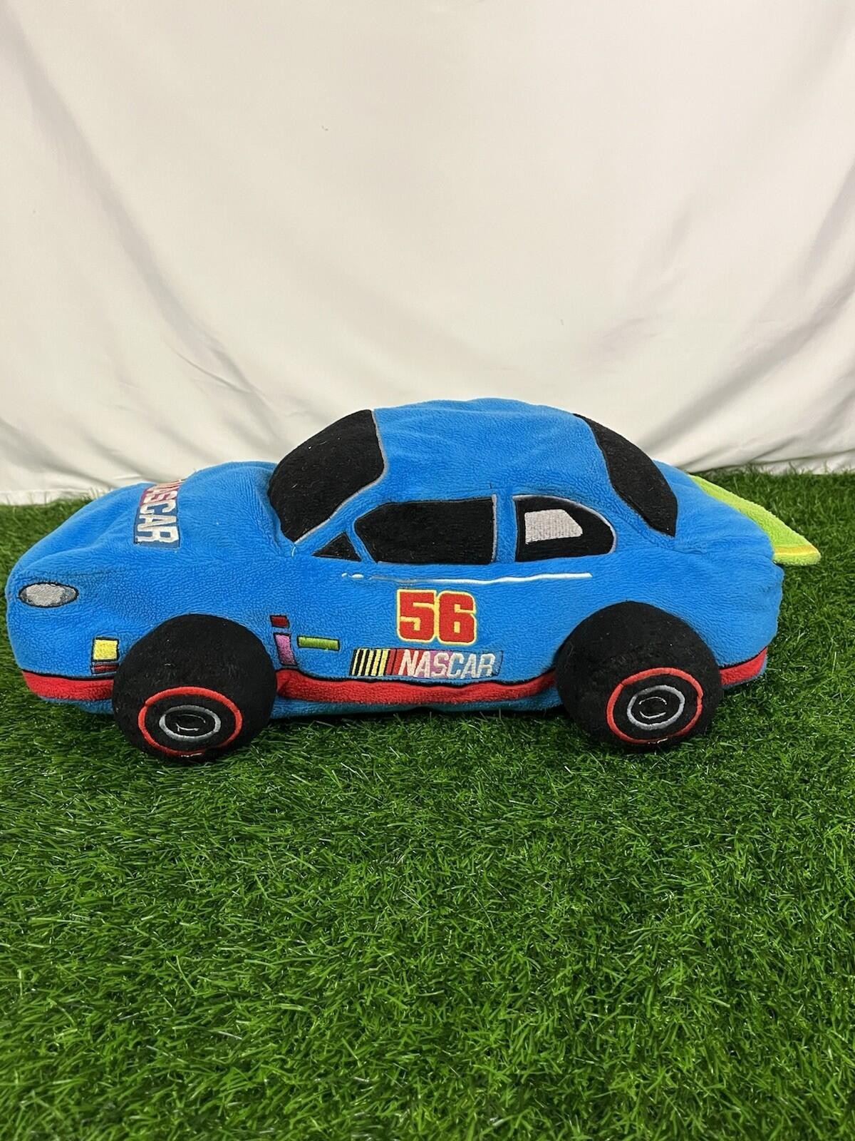 Rare Y2K NASCAR Martin Truex Junior Plush Car Pillow 56 Blue Green 19″ Dan River