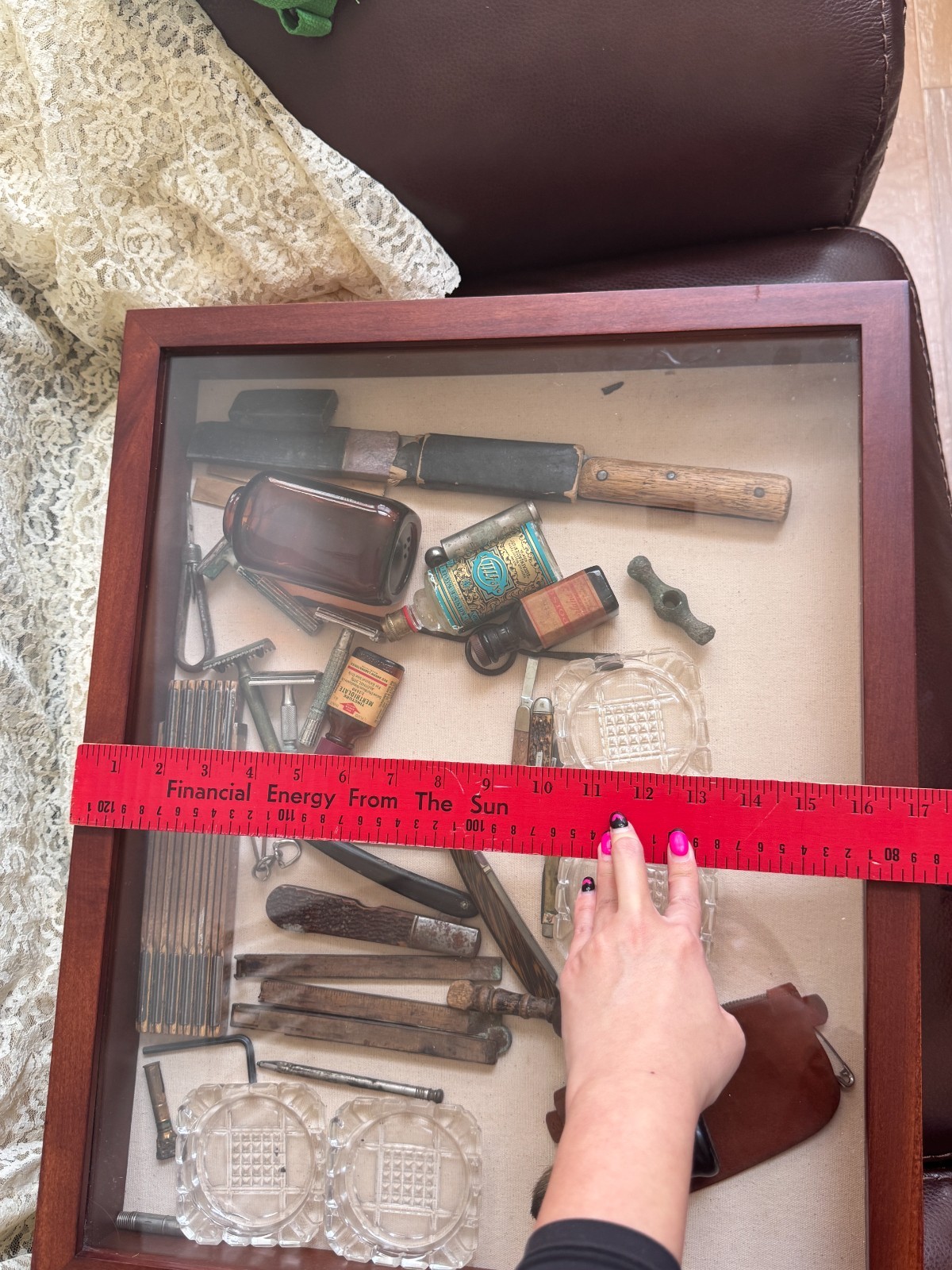 RARE Vtg Gentleman’s Junk Drawer Lot Shadow Box 30pc Shaving Apothecary Display