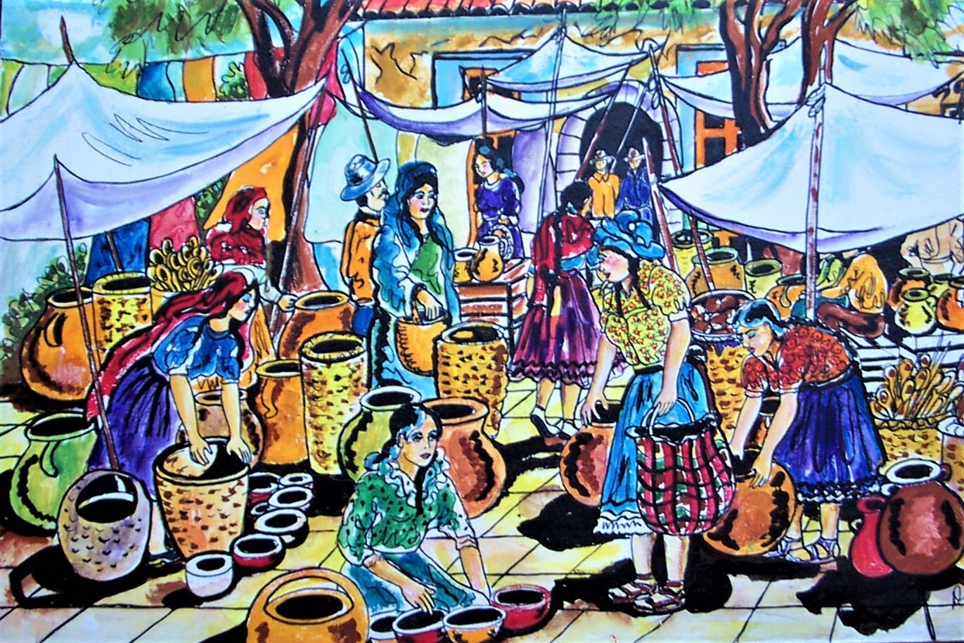 FLEESE ART, BY ALICE DAENA, GRAND HOTEL- MEXICO,- MARKET-LADY IN PINK ,
