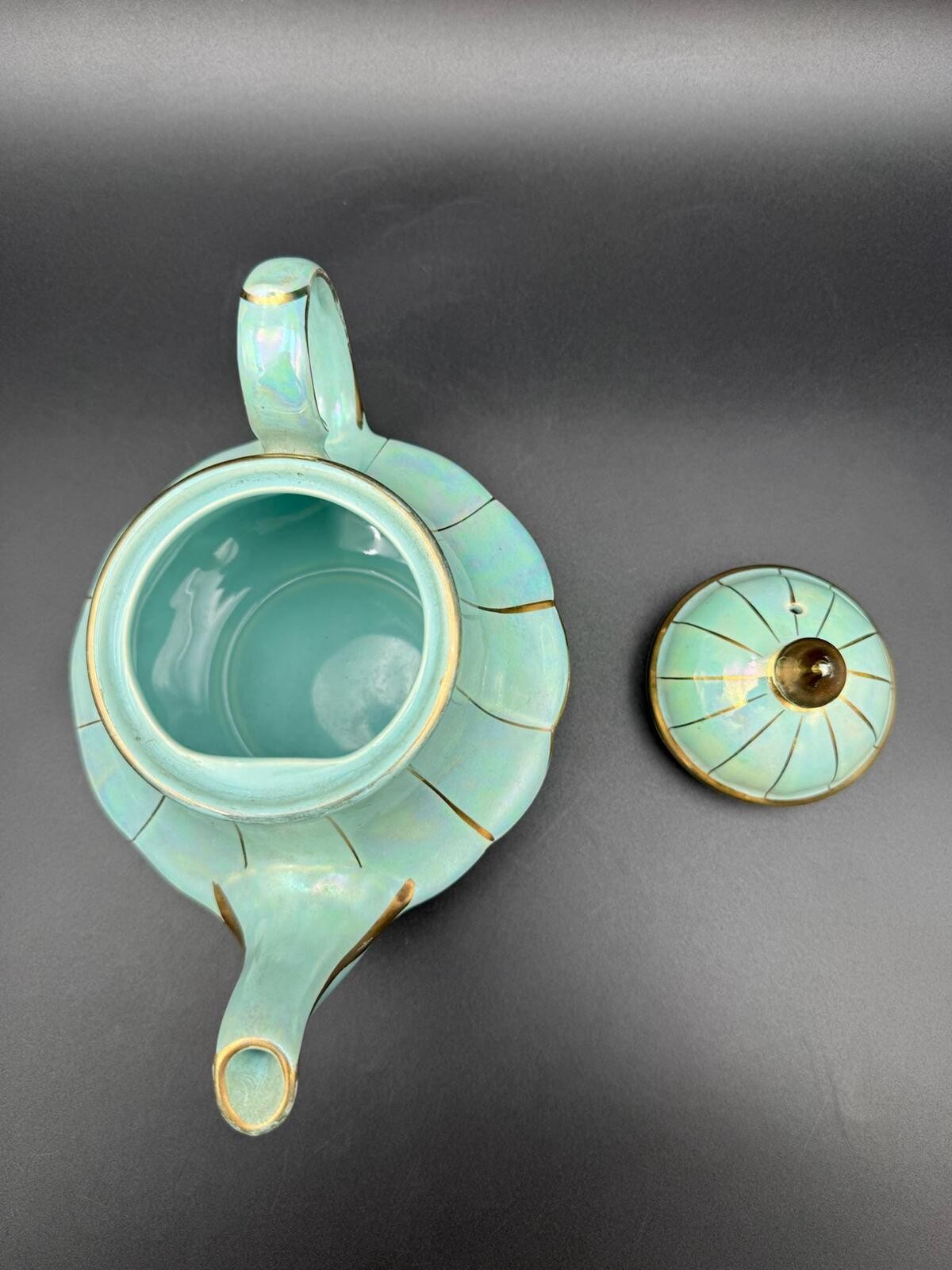 Antique Iridescent Lustre Teapot Gold Trim England Sadler Style