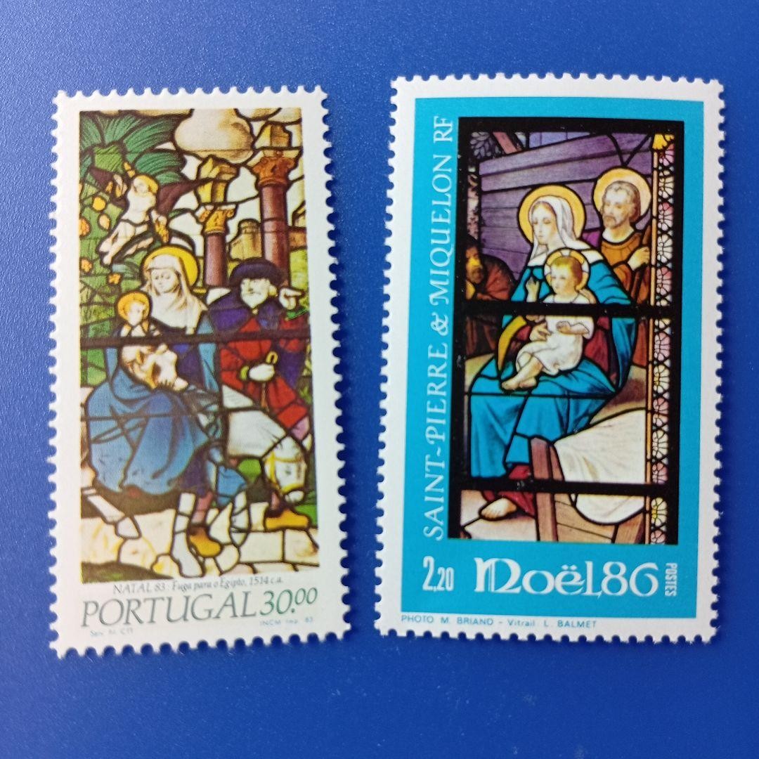 Foreign Stamps Multiple Countries Stained Glass Religious Paintings Christmas 7