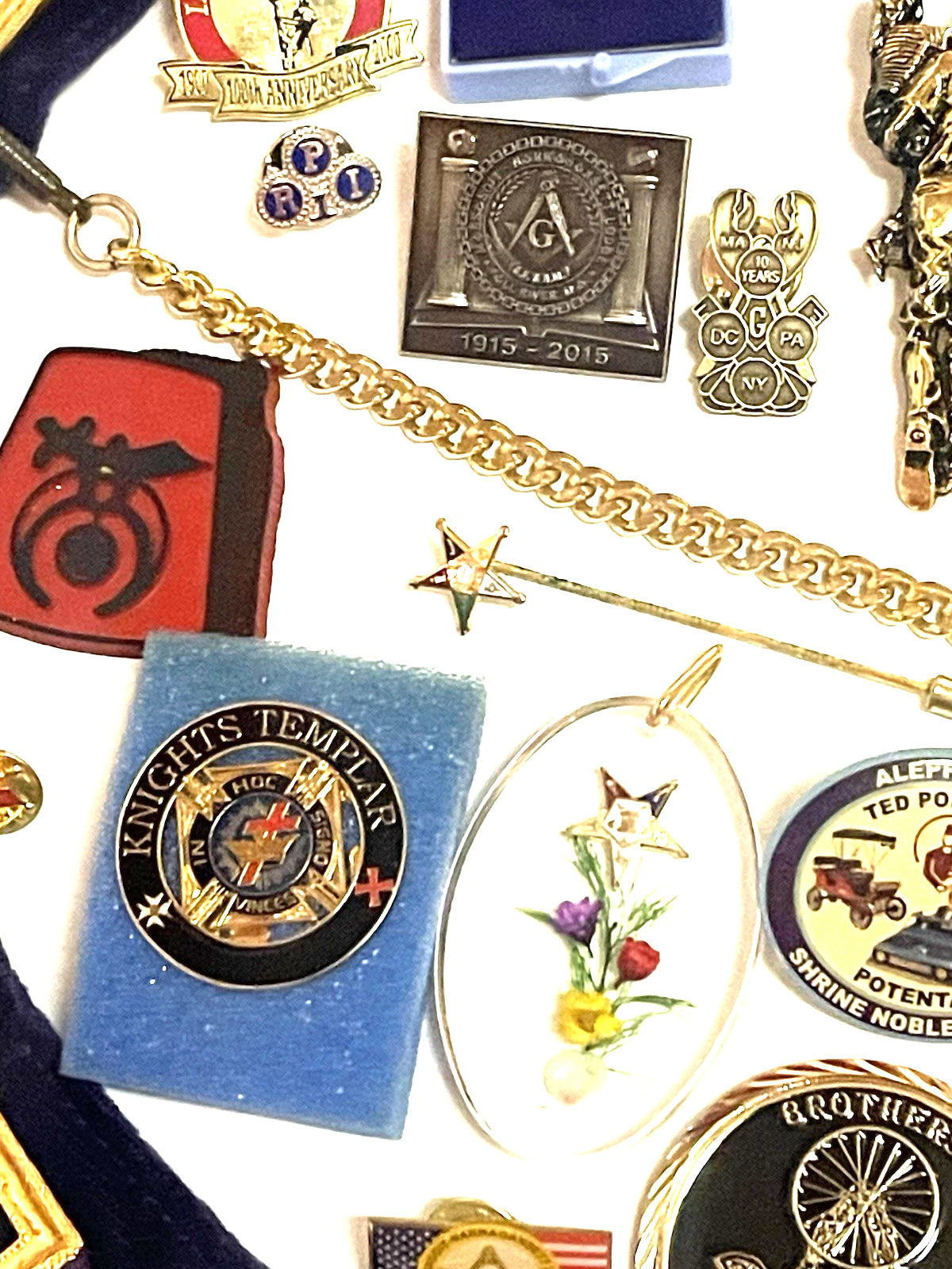 Vintage Junk Drawer Masonic Lot Silver Gold Jewelry Token Coin Medal Collar Old
