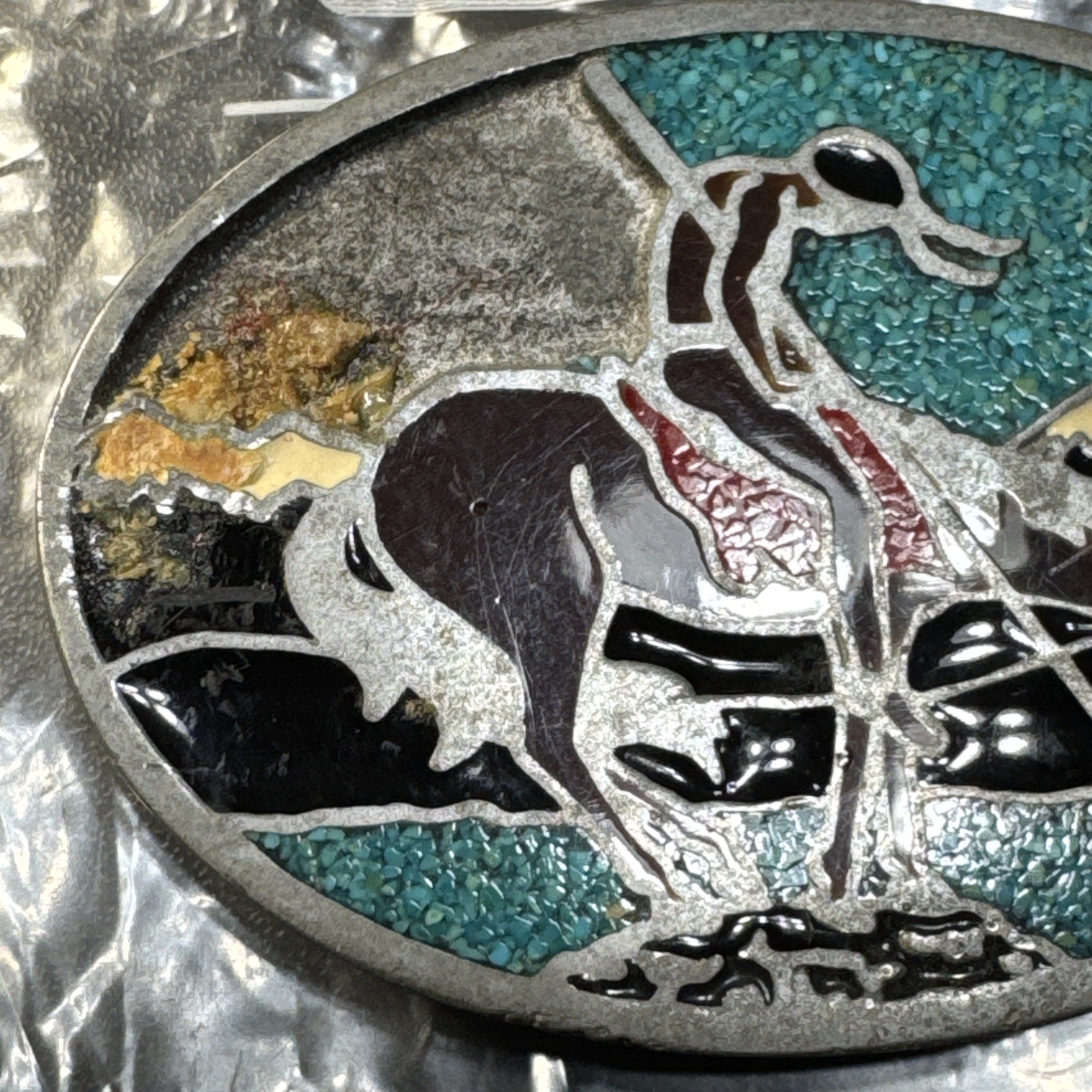 Lot of 2 Vintage Inlay Belt Buckles DeBry For Repair + Hecho en Mexico BB-07