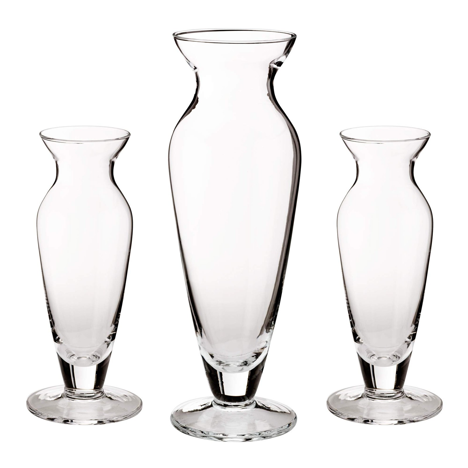 Lillian Rose Glass 3 Piece Vase Unity Sand Ceremony Set, 2.5×2.5×8.25, Clear