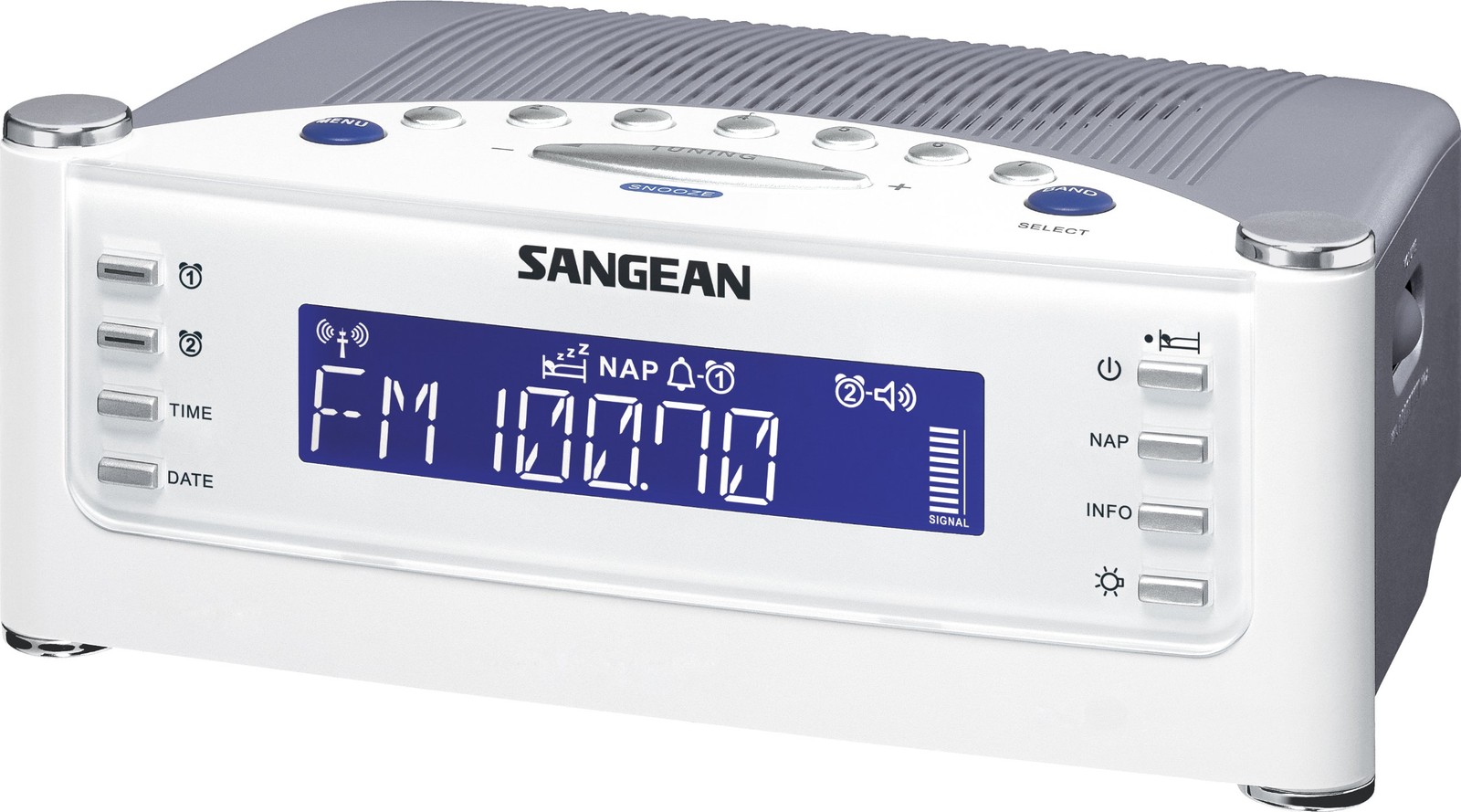Sangean RCR-22 Clock Radio Digital Tuning Silver White