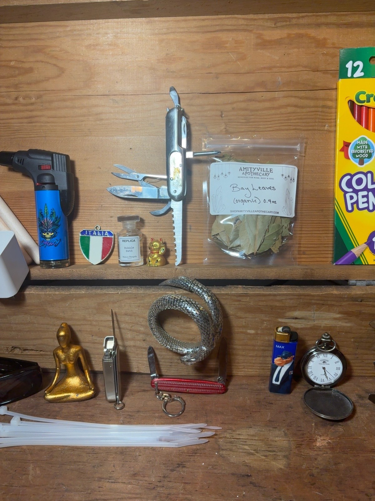 Vintage Junk Drawer Mixed Lot Lighters Knives Tools Watch Sunglasses etc. L096