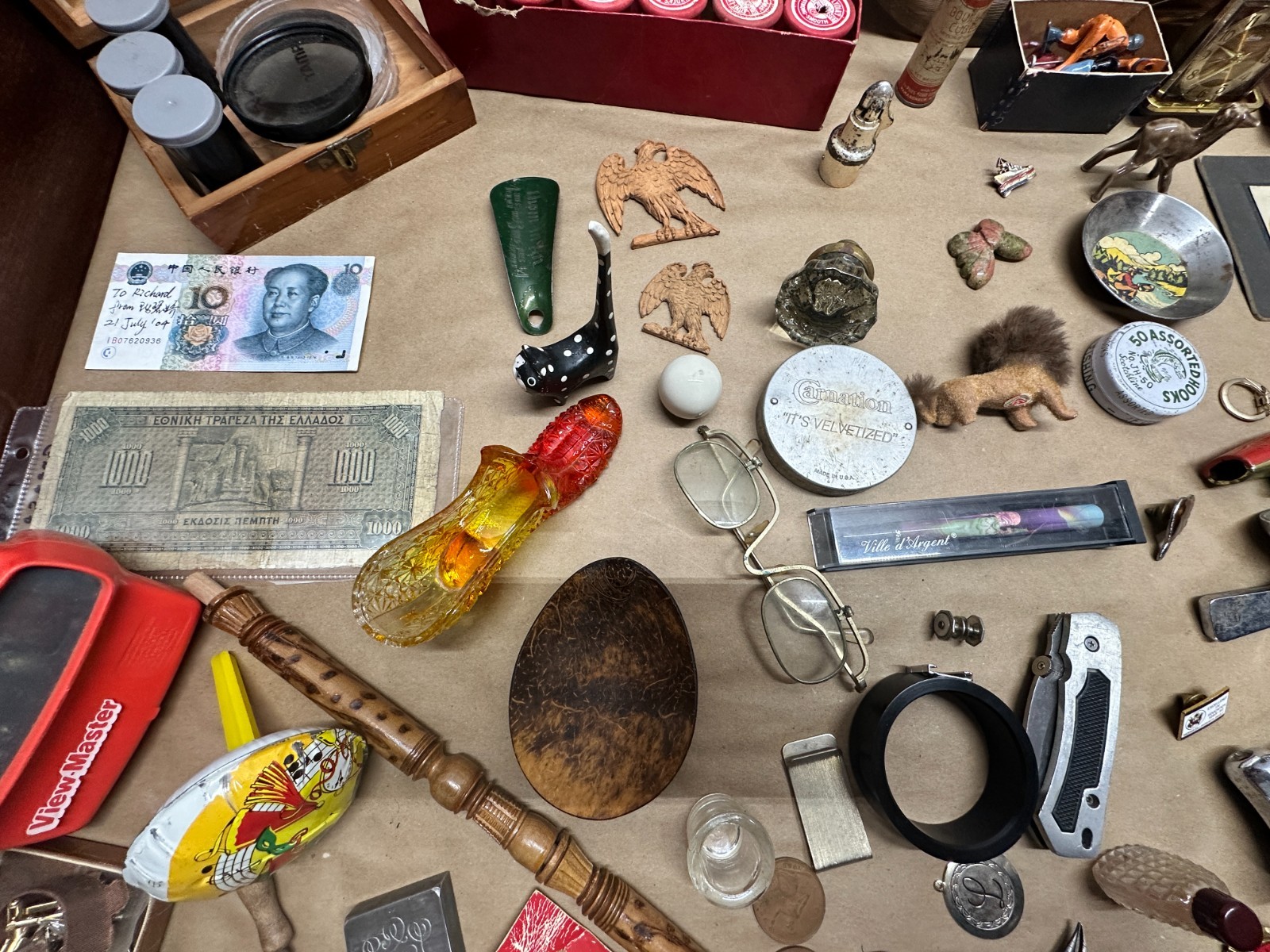 Junk Drawer Lot #3 – Random Antique Vintage Smalls – Coins, Knives, Boxes, Money
