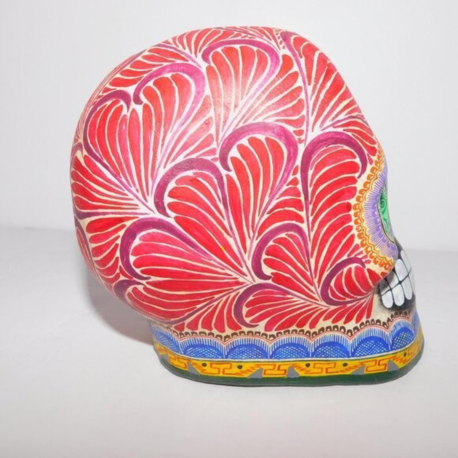 VTG Saul Montesinos Mexico 5″ Day of the Dead Skull hand painted Pottery *READ