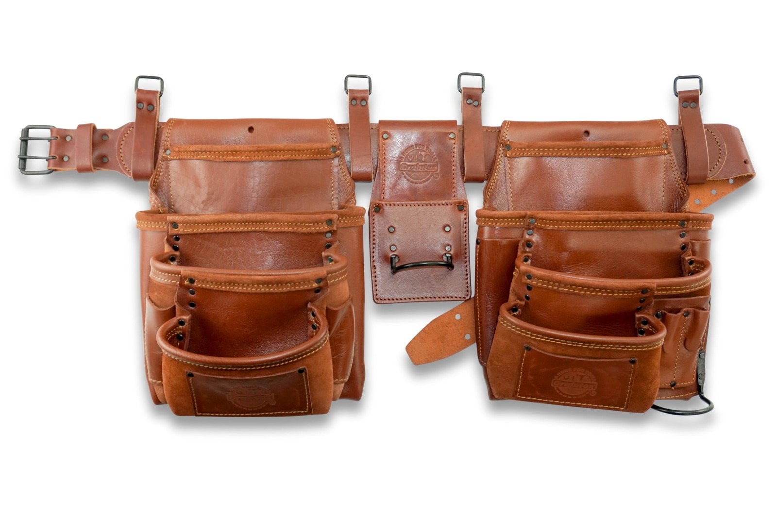 GRAINTEX AD2784 4-Piece Framer’s Tool Belt Combo 17-Pocket Chestnut Leather