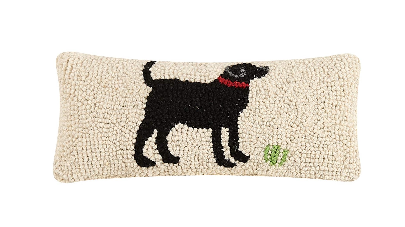 Peking Handicraft Black Lab Hook Throw Pillow 12″ Wool Cotton Filled Cushio
