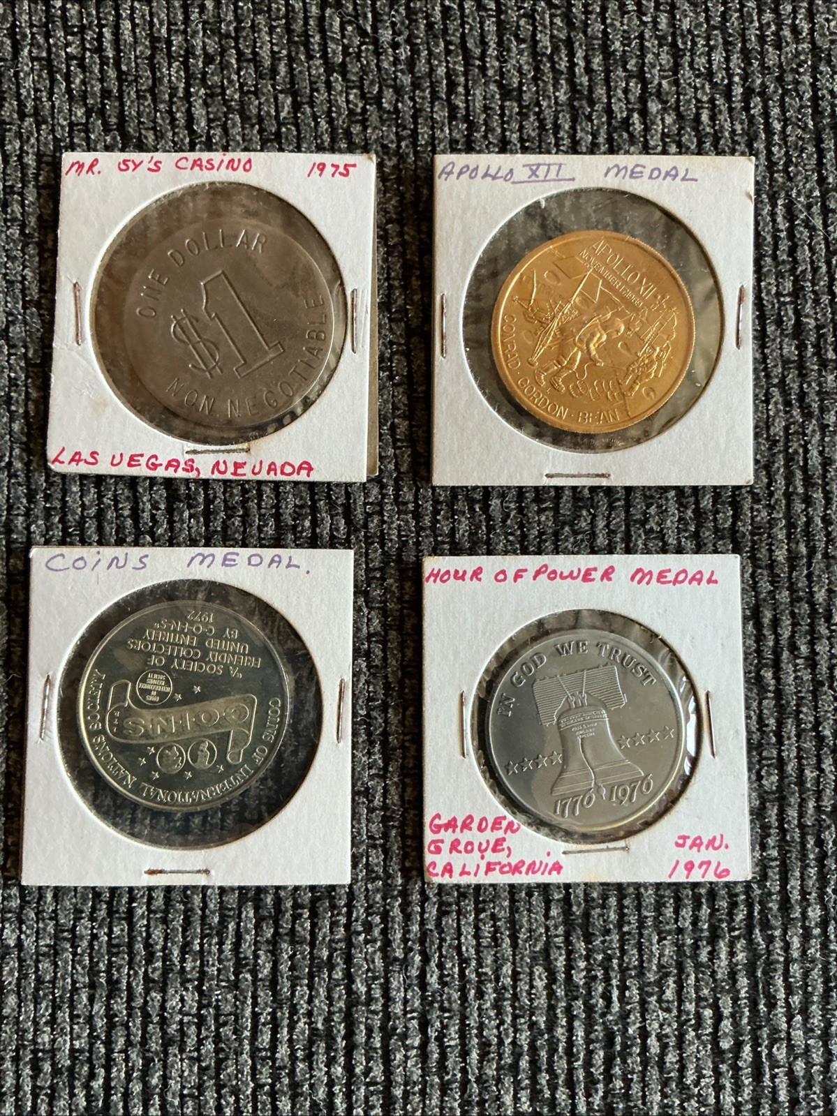 Collectible Junk Drawer Coin Lot 4 LARGE TOKENS VARIOUS