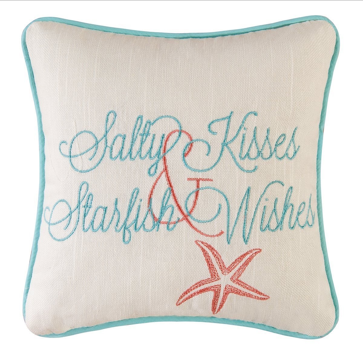 C&F Home Salty Kisses Starfish Wishes Embroidered 10×10 Beach Accent Pillow