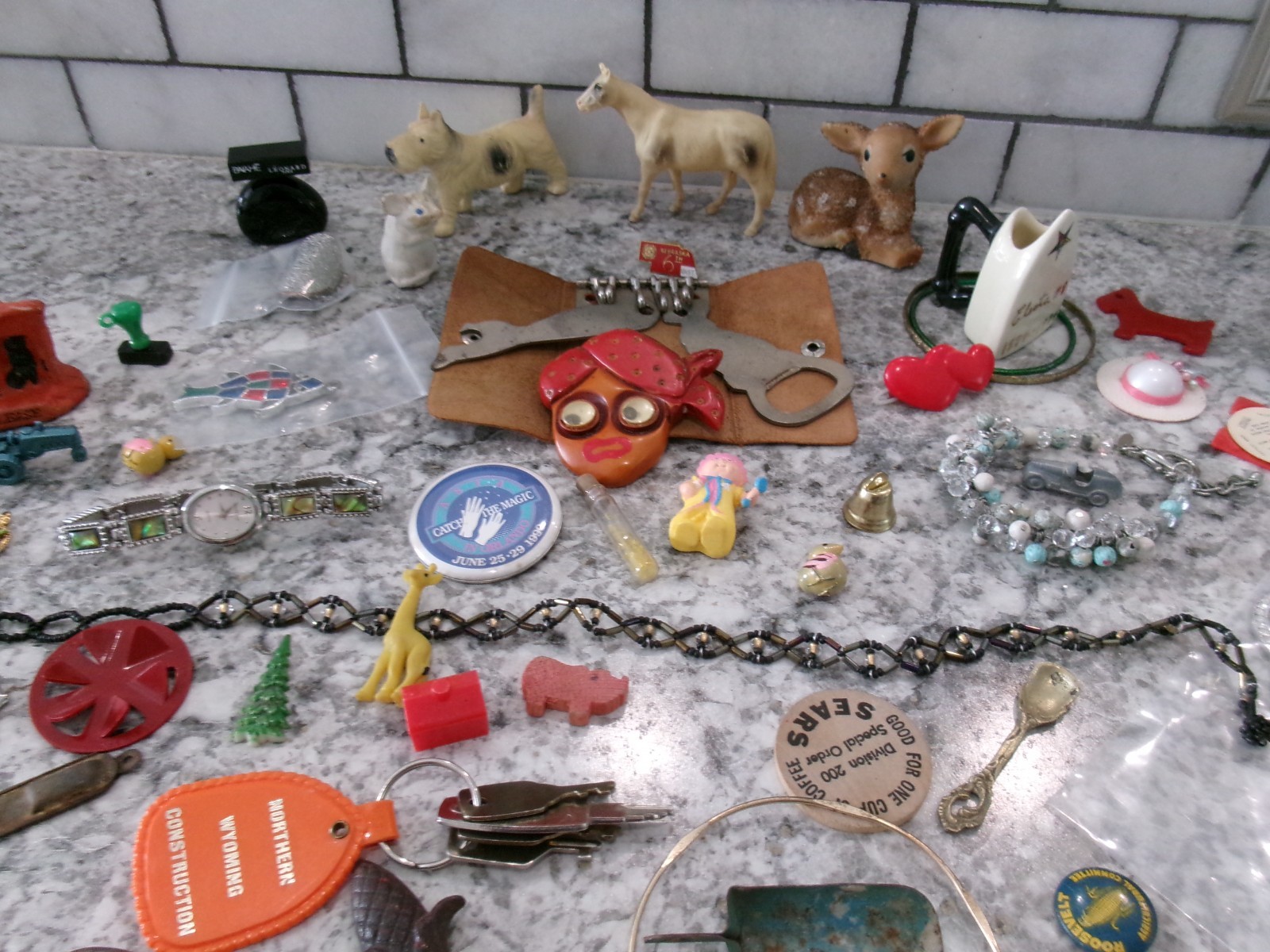 Vintage Junk Drawer/Trinket Lot, 50 Piece Lot, 1.3lbs